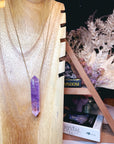 Double Terminated Amethyst Point 14k Gold Filled Necklace -D