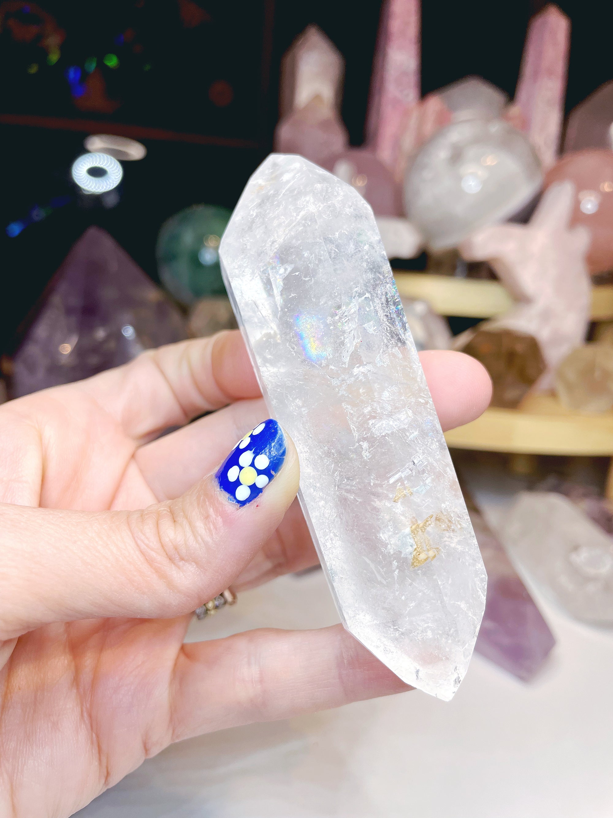 Double Terminated Clear Quartz Point w/ inclusions