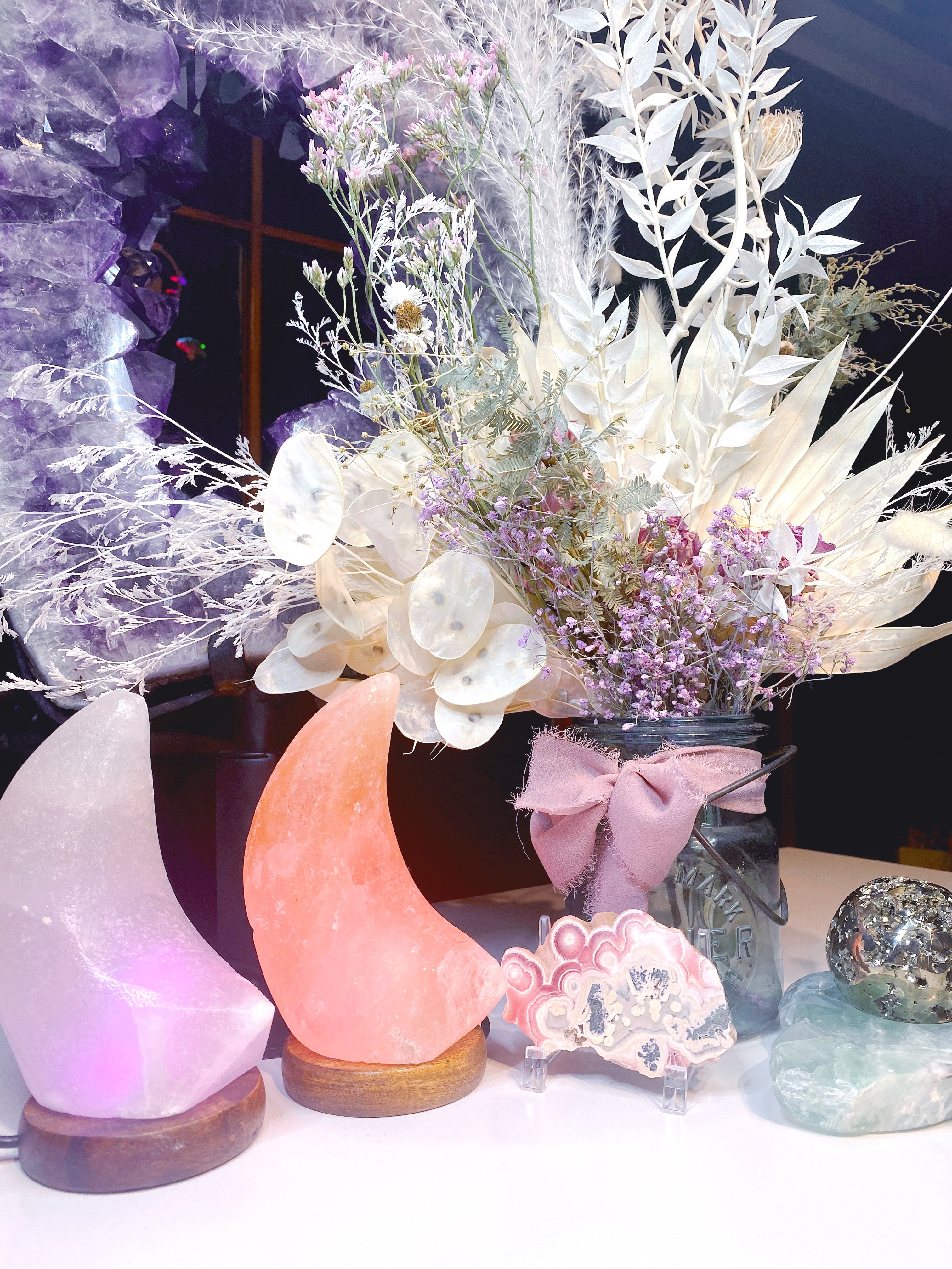 Crescent Moon Salt Lamp - White - Baltic Mermaid