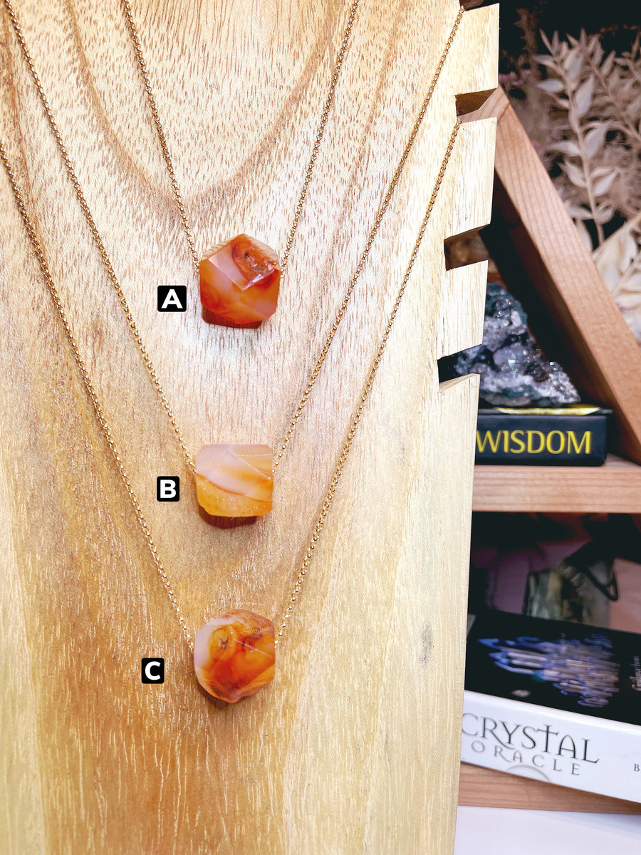 Geometric Carnelian Agate 14k Gold Filled Necklace