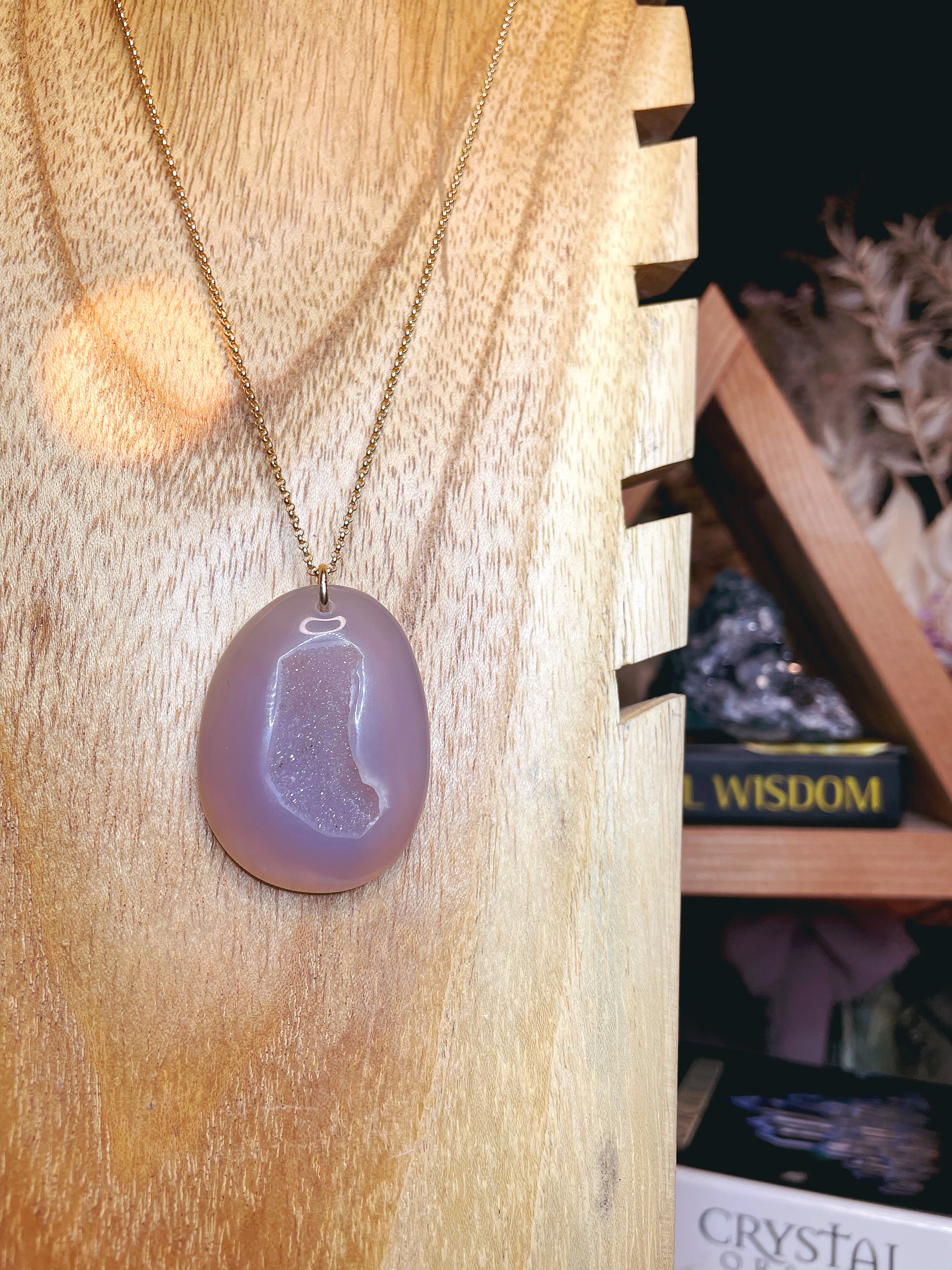 Druzy Agate Pendant 14k Gold Filled Necklace - Baltic Mermaid