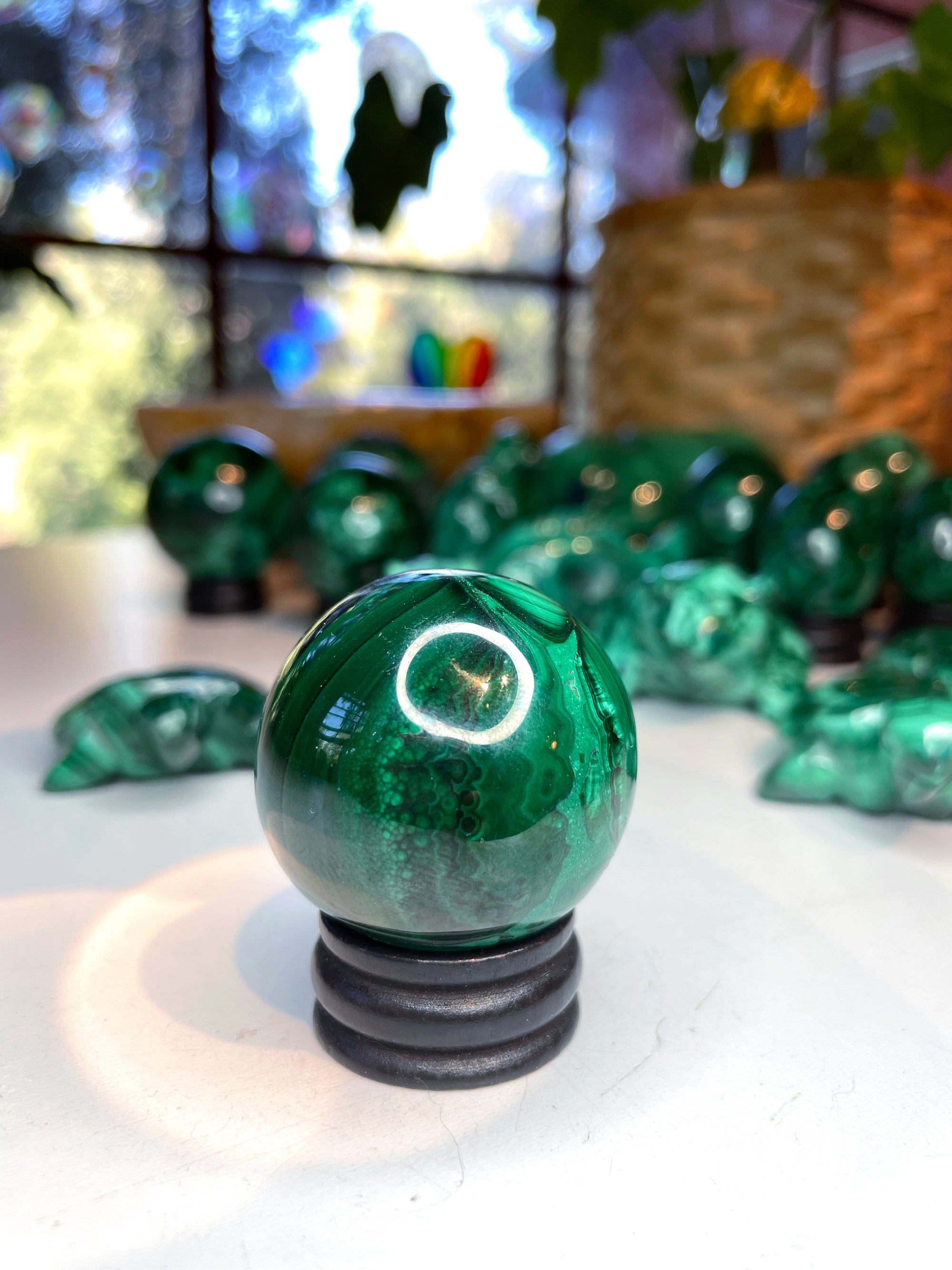 Malachite Carved Sphere