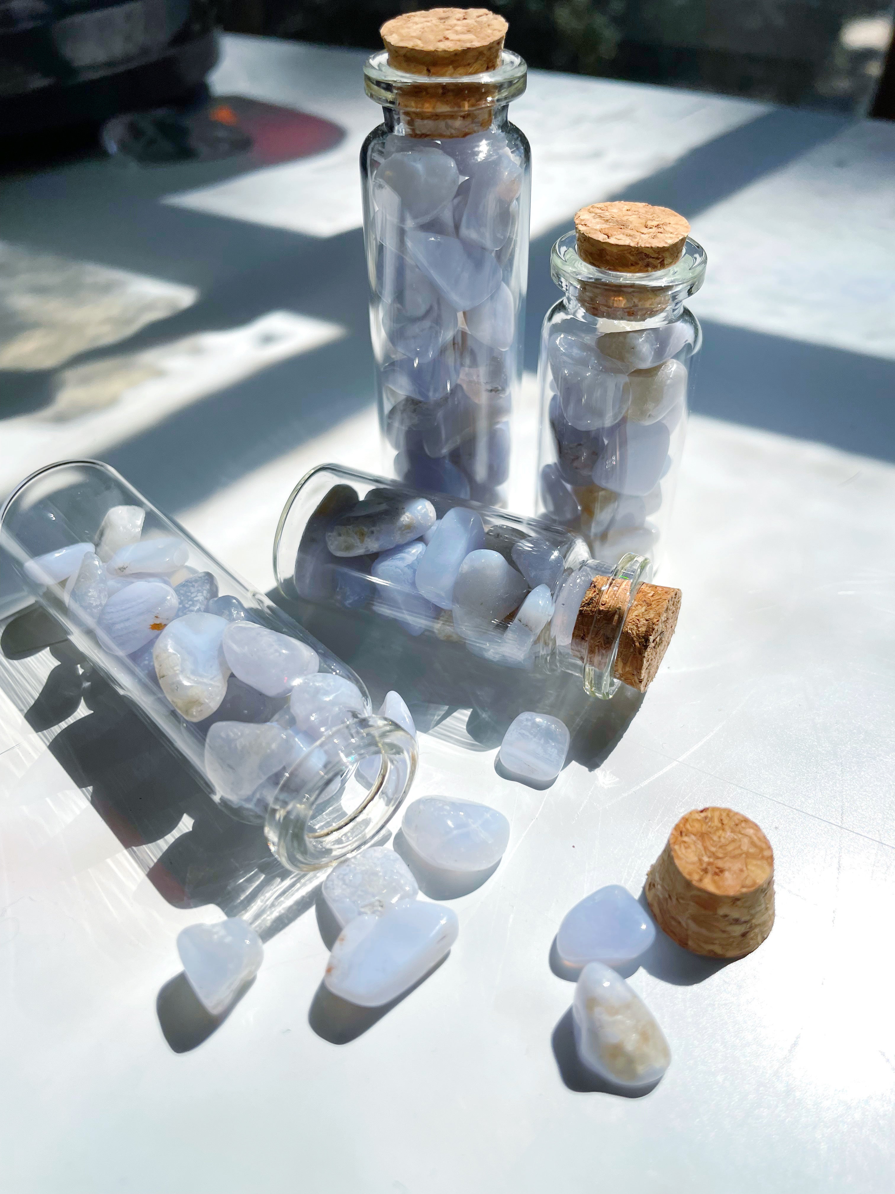 Blue Lace Agate Chip Bottles - Baltic Mermaid
