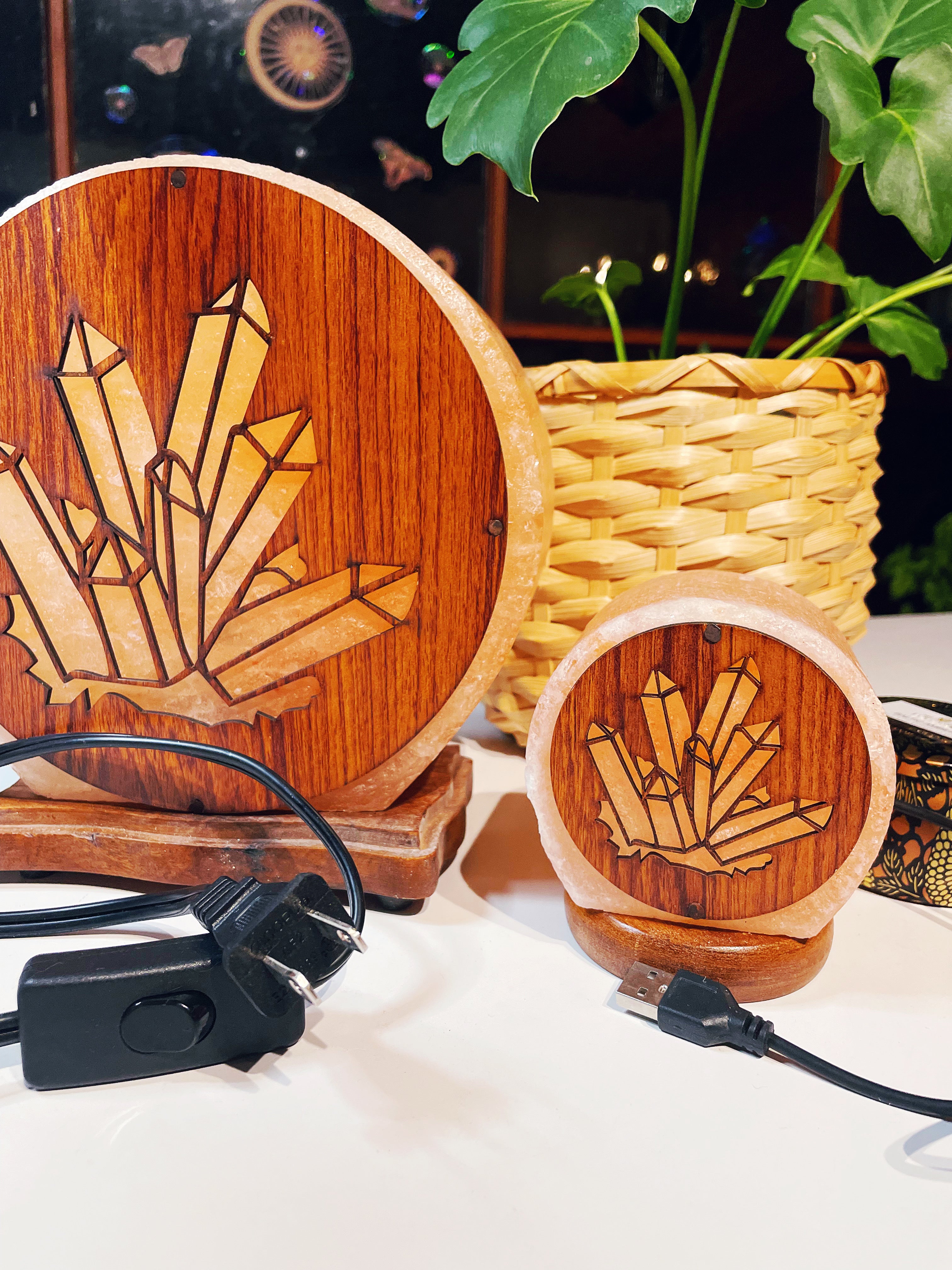 Wood Face Crystal Cluster Salt Lamp - Baltic Mermaid