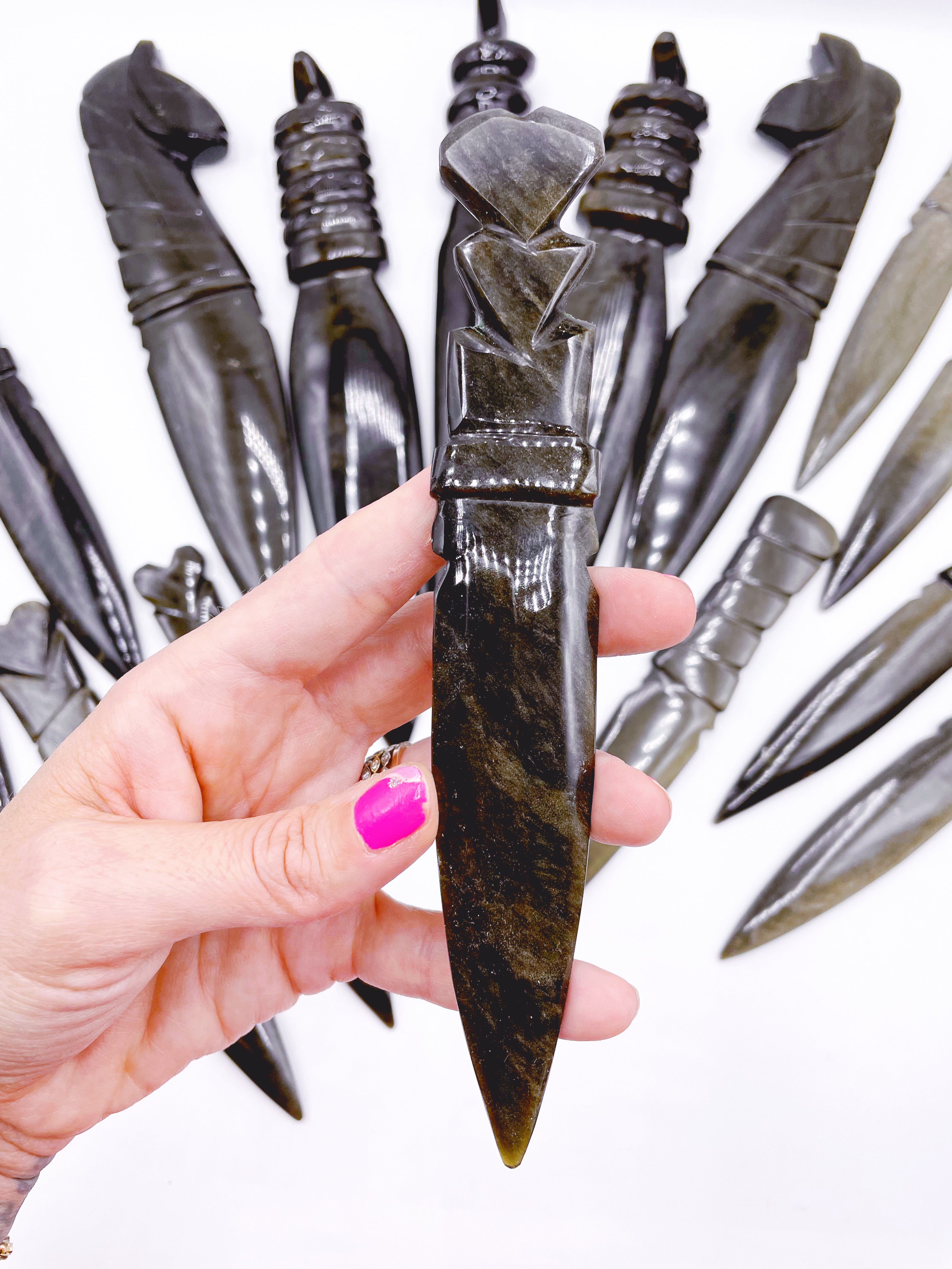 Gold Sheen Obsidian Heart Dagger/Letter Opener - Baltic Mermaid