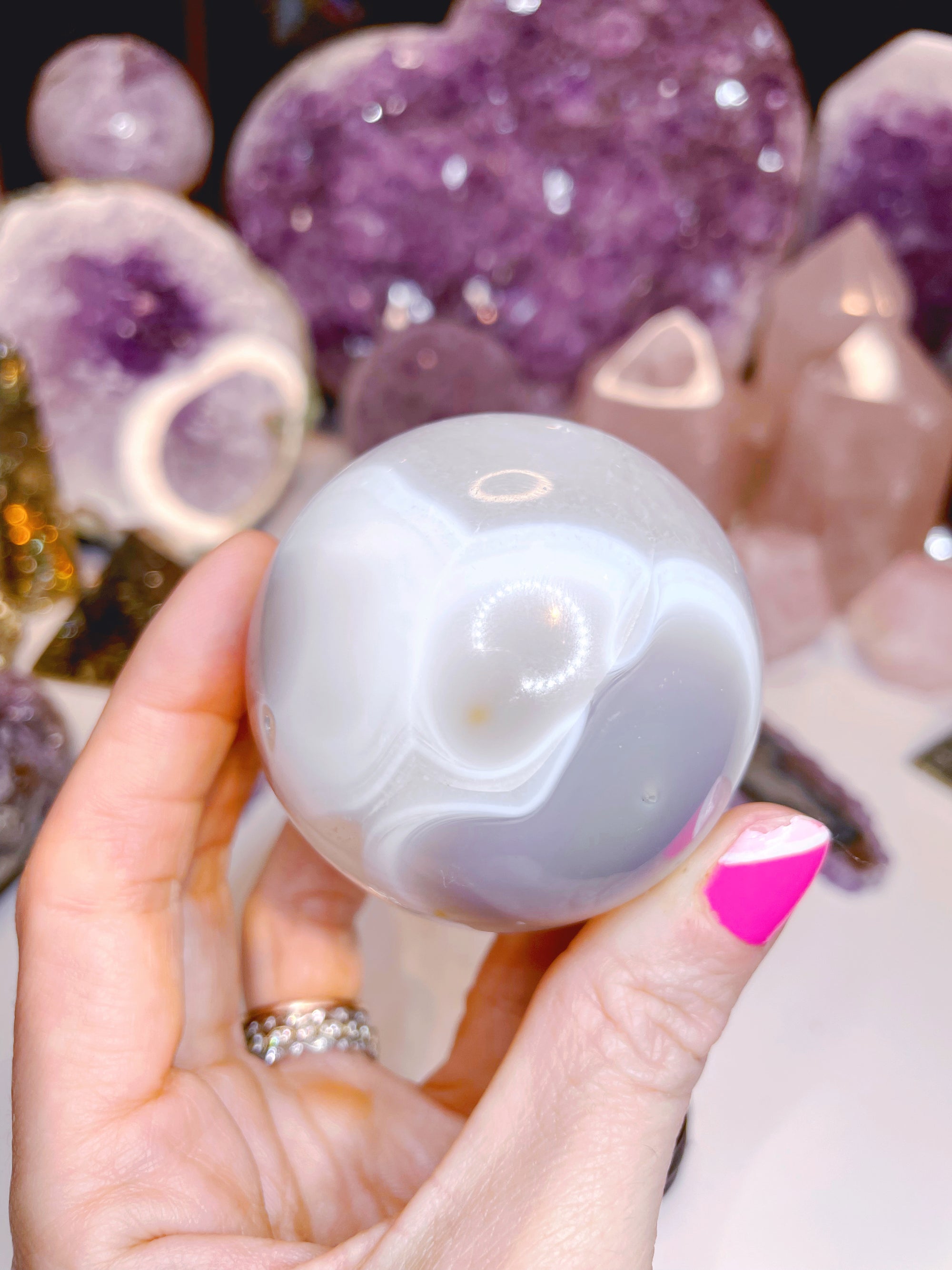 Quartz/Agate Amethyst Sphere