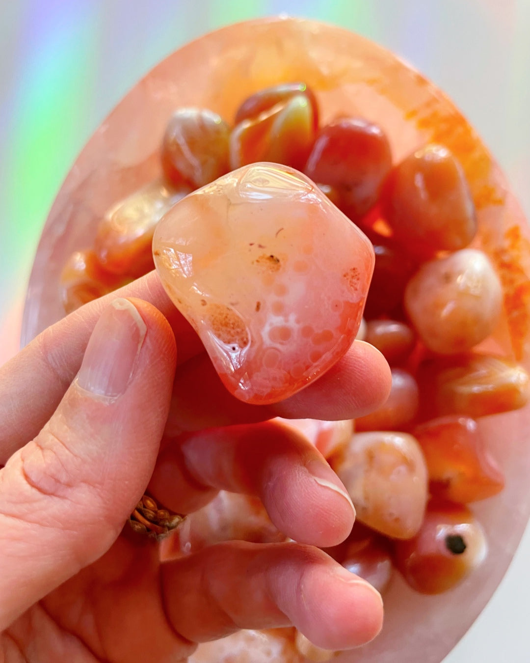 Carnelian Banded Agate/ Apricot Agate Tumbled Stones AAA