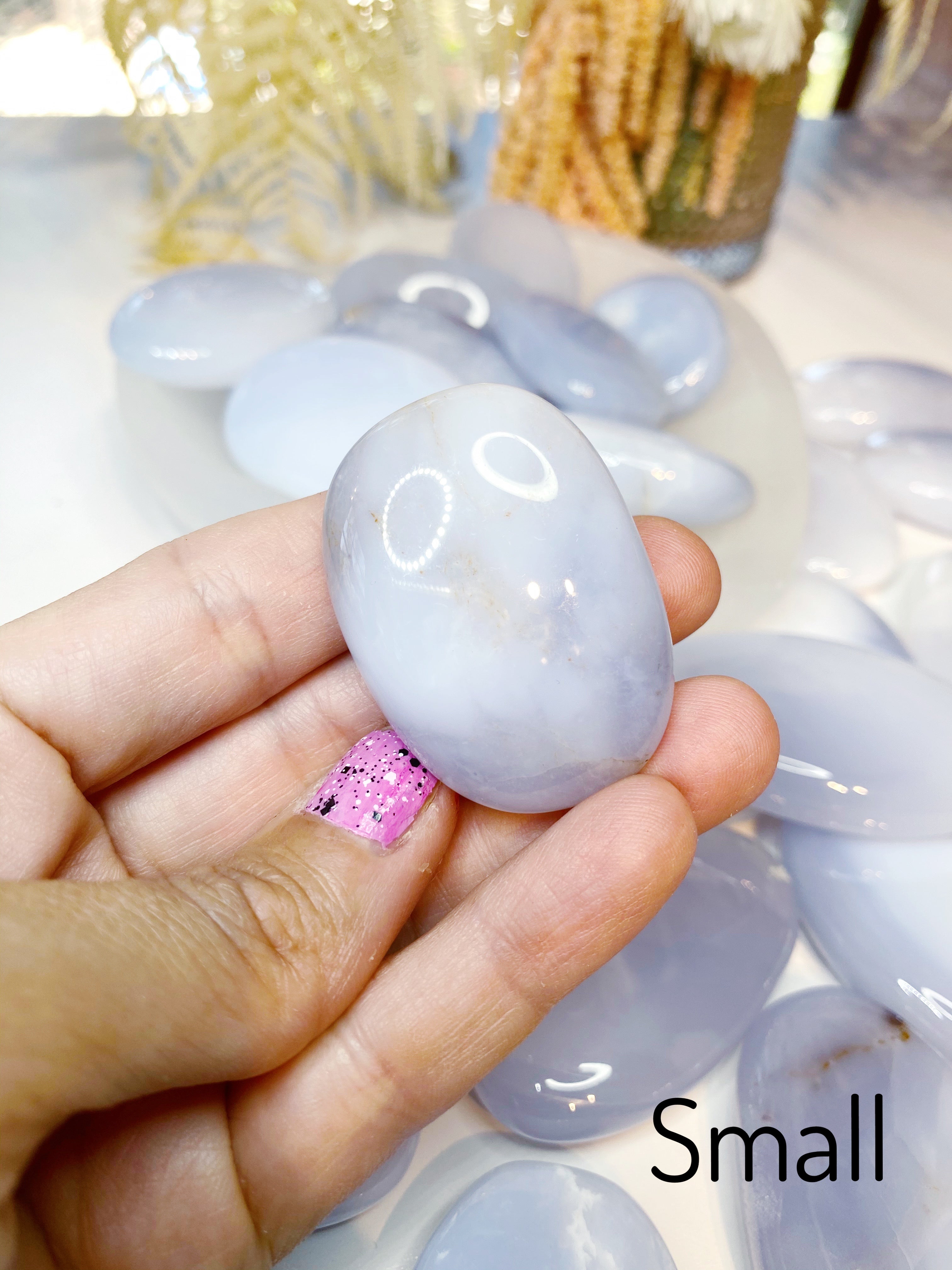 Blue Chalcedony Palm Stones - Baltic Mermaid