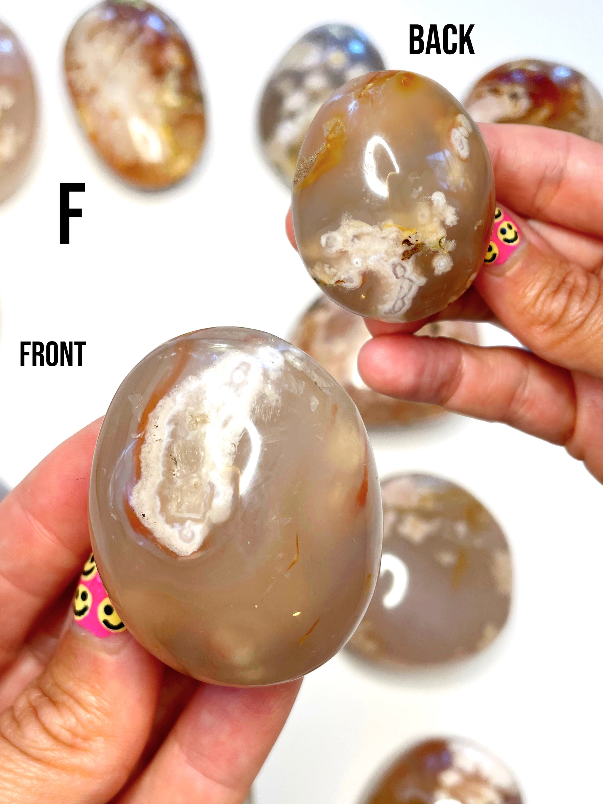 Flower Agate Palm Stones