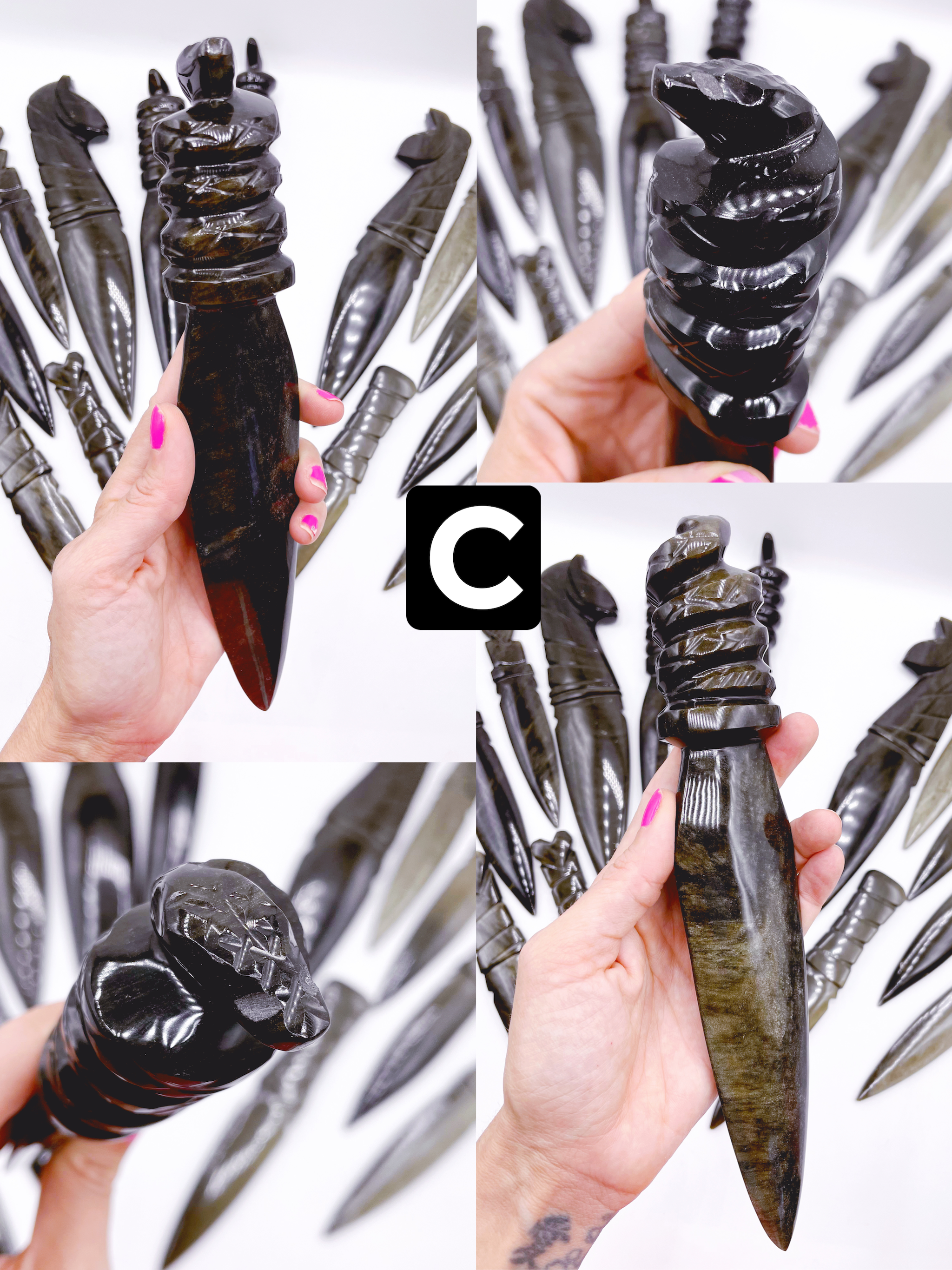 Gold Sheen Obsidian Serpent Dagger - Baltic Mermaid