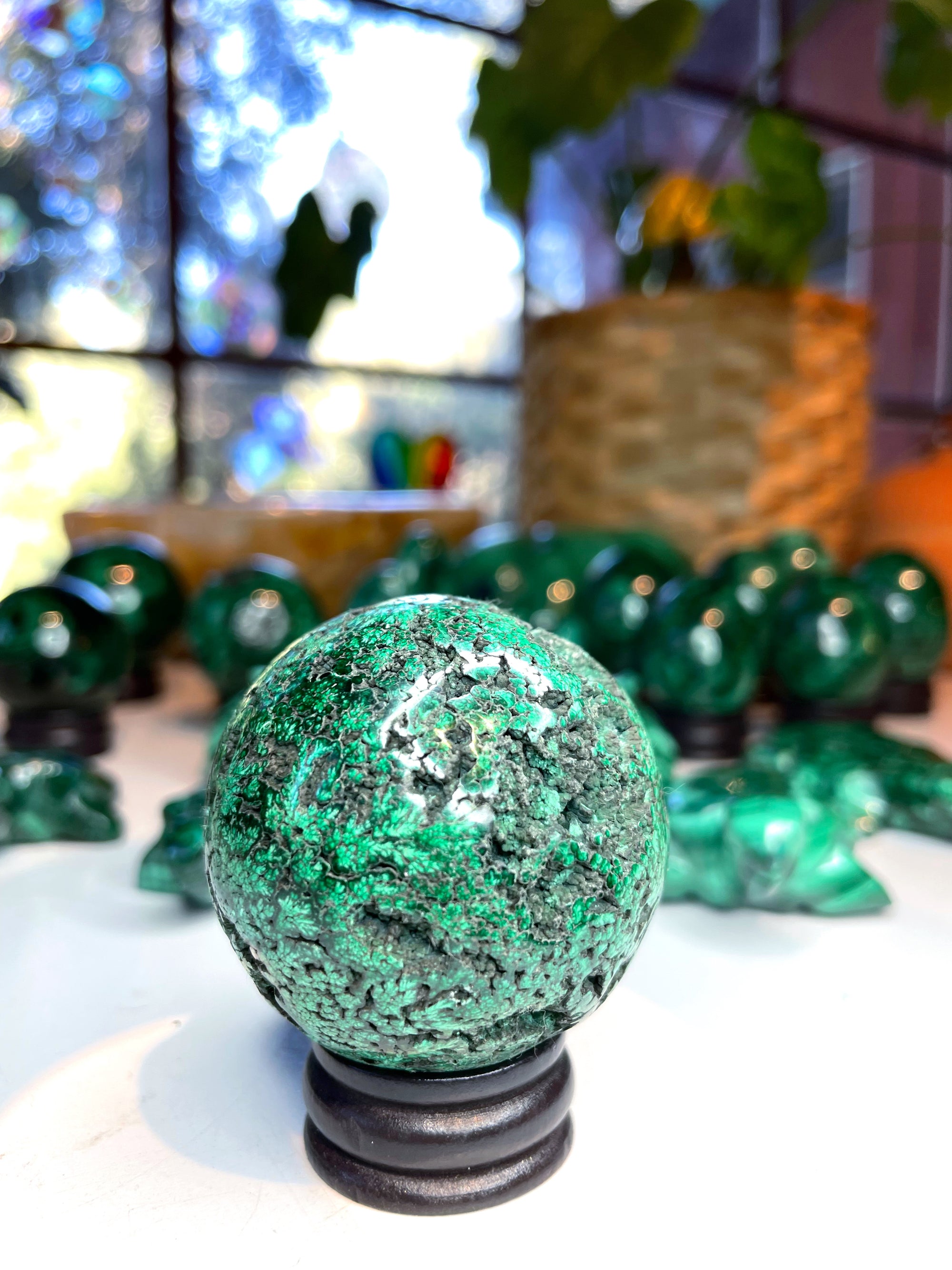 Malachite Carved Sphere