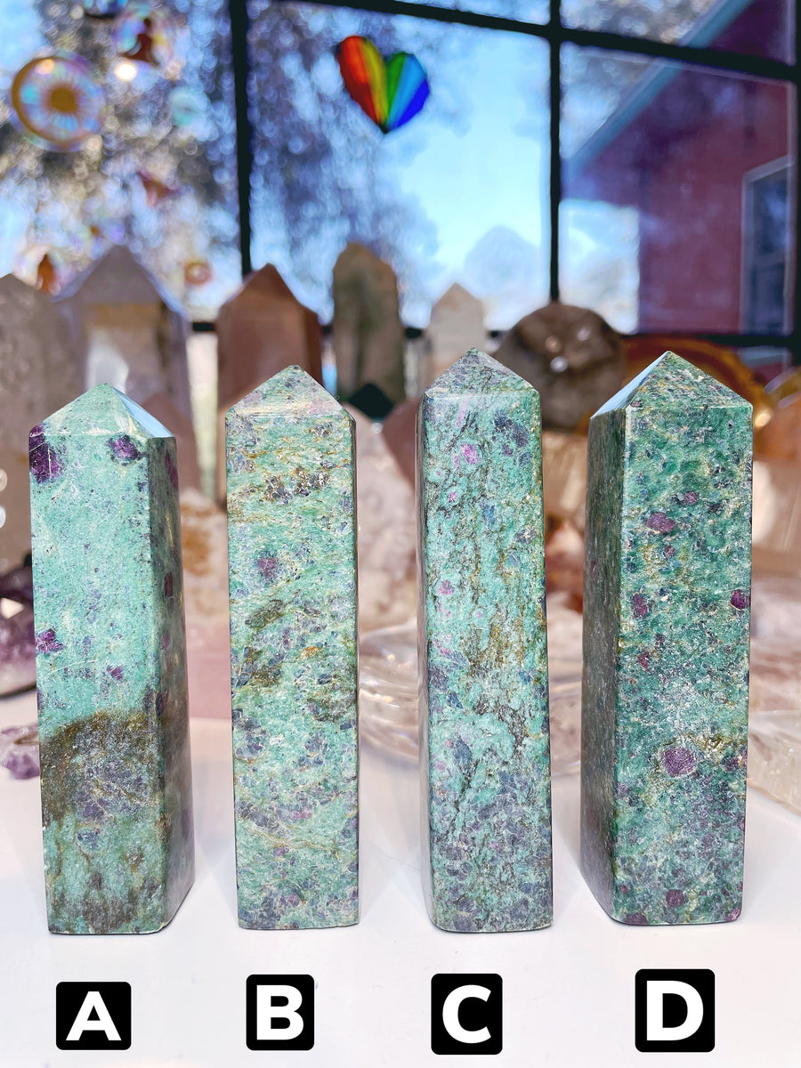 Ruby Fuchsite 4 sided Tower