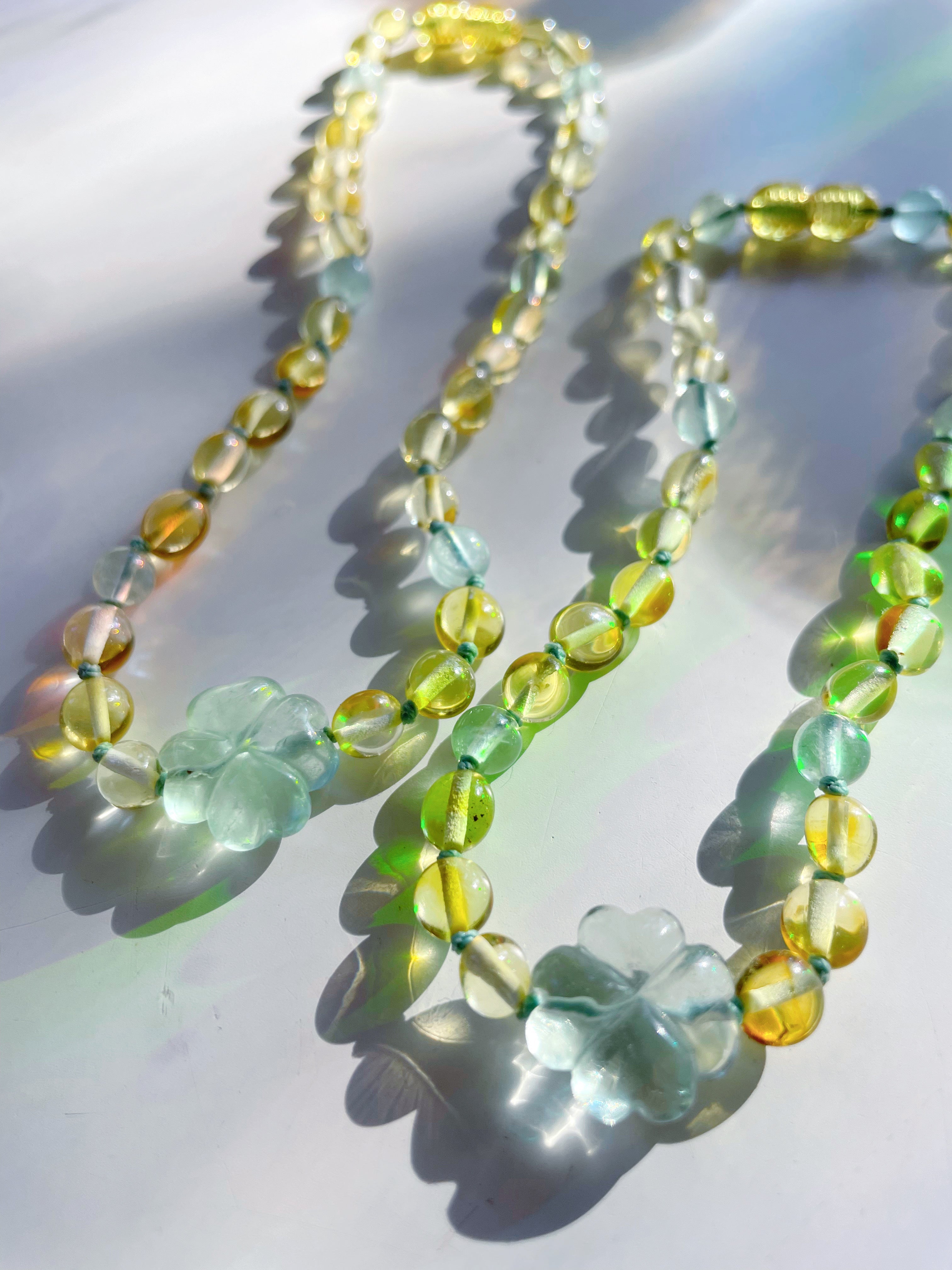 Lucky Clover Amber Necklace - Baltic Mermaid