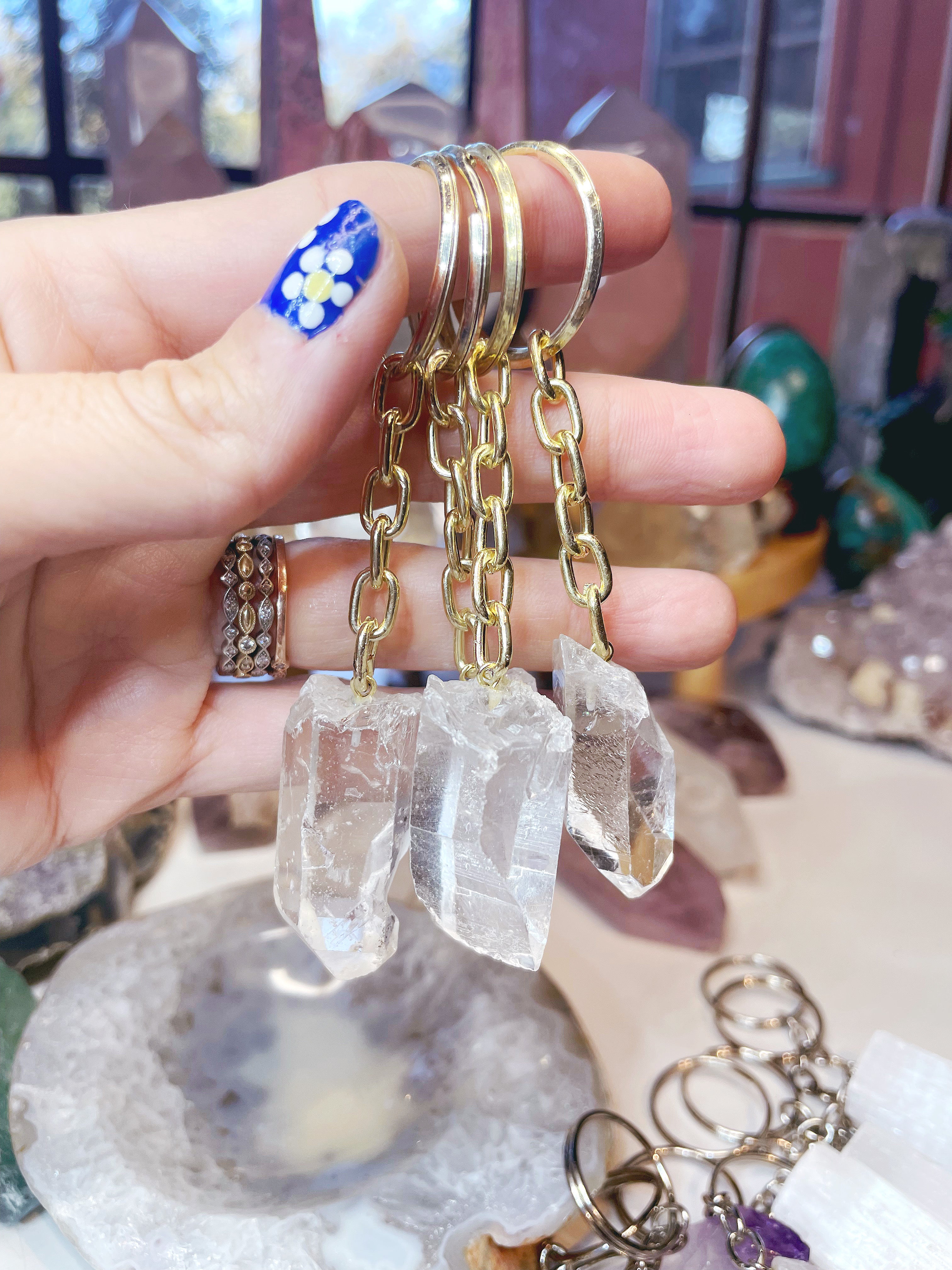 Clear Quartz Keychain - Baltic Mermaid