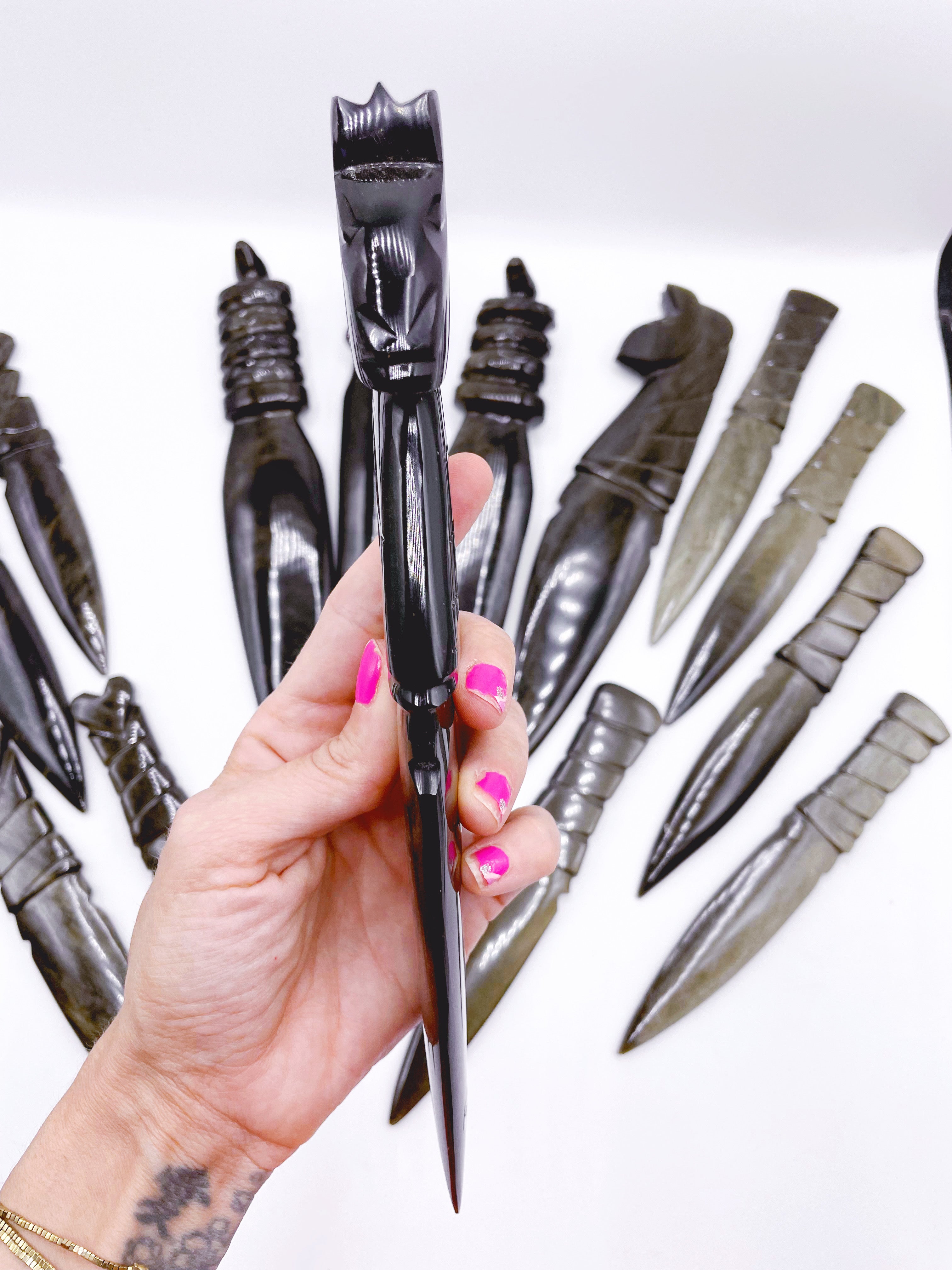 Gold Sheen Obsidian Sphinx Dagger - Baltic Mermaid