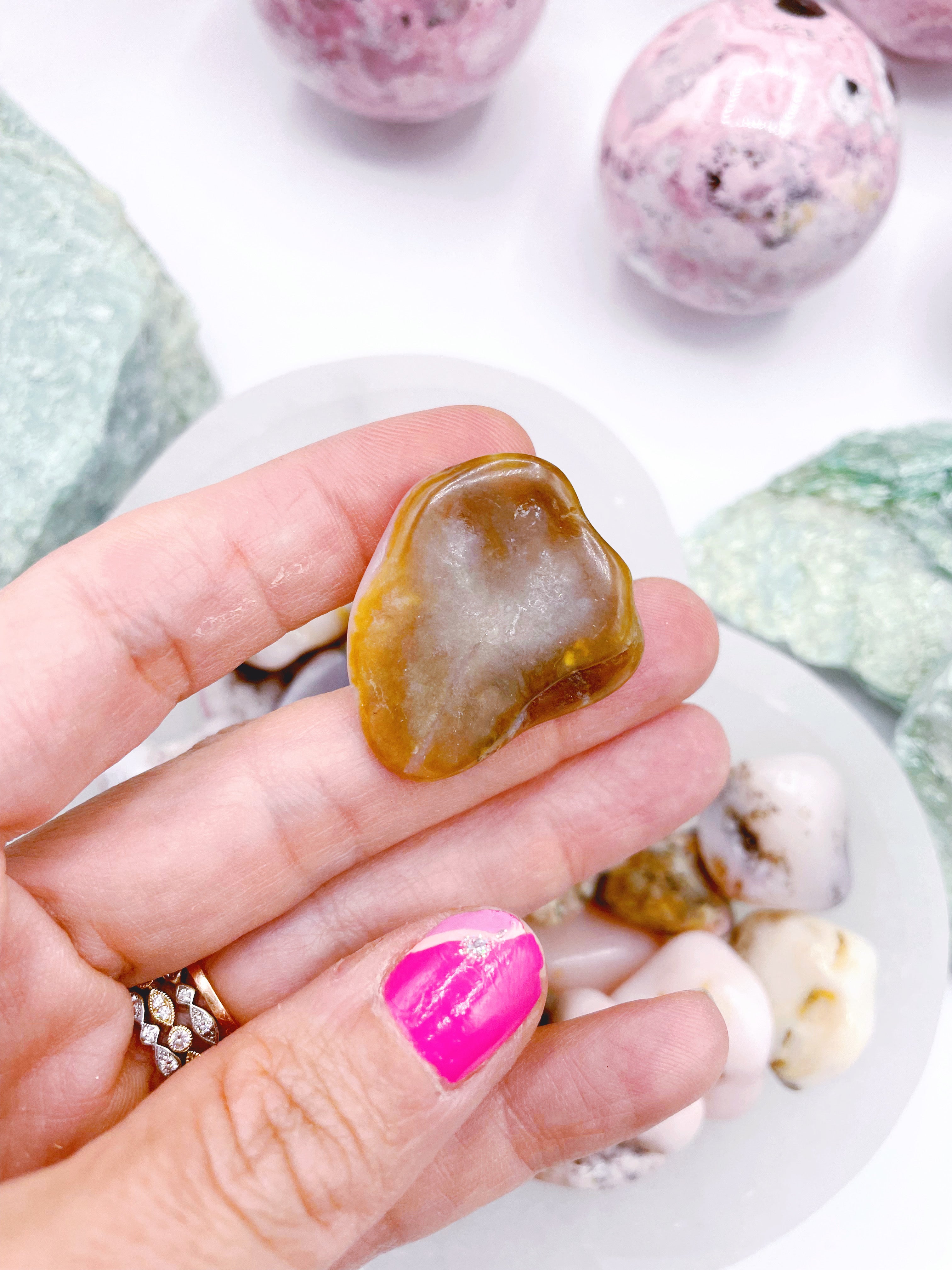 Pink Opal Tumbled Stones - Baltic Mermaid