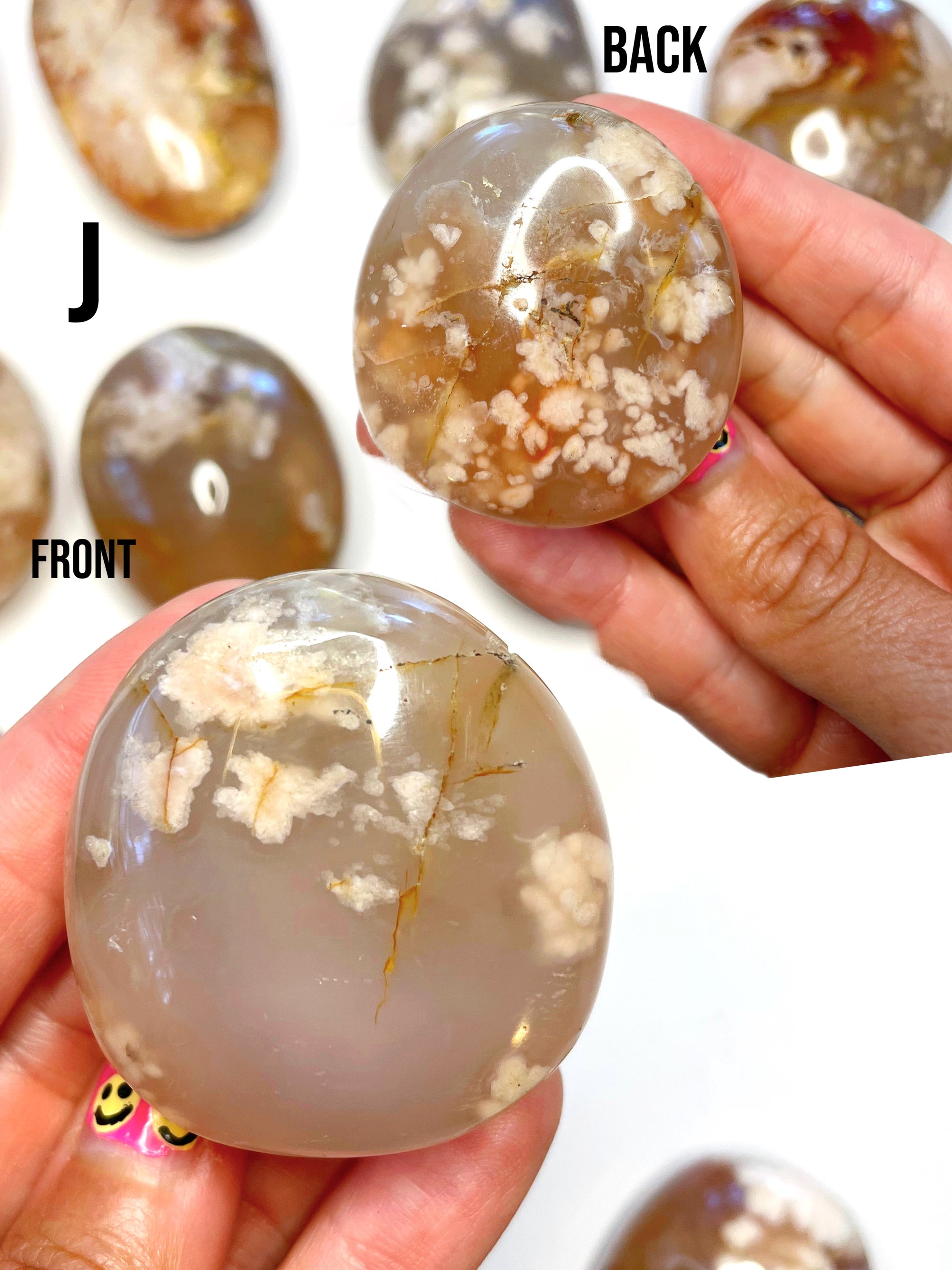 Flower Agate Palm Stones