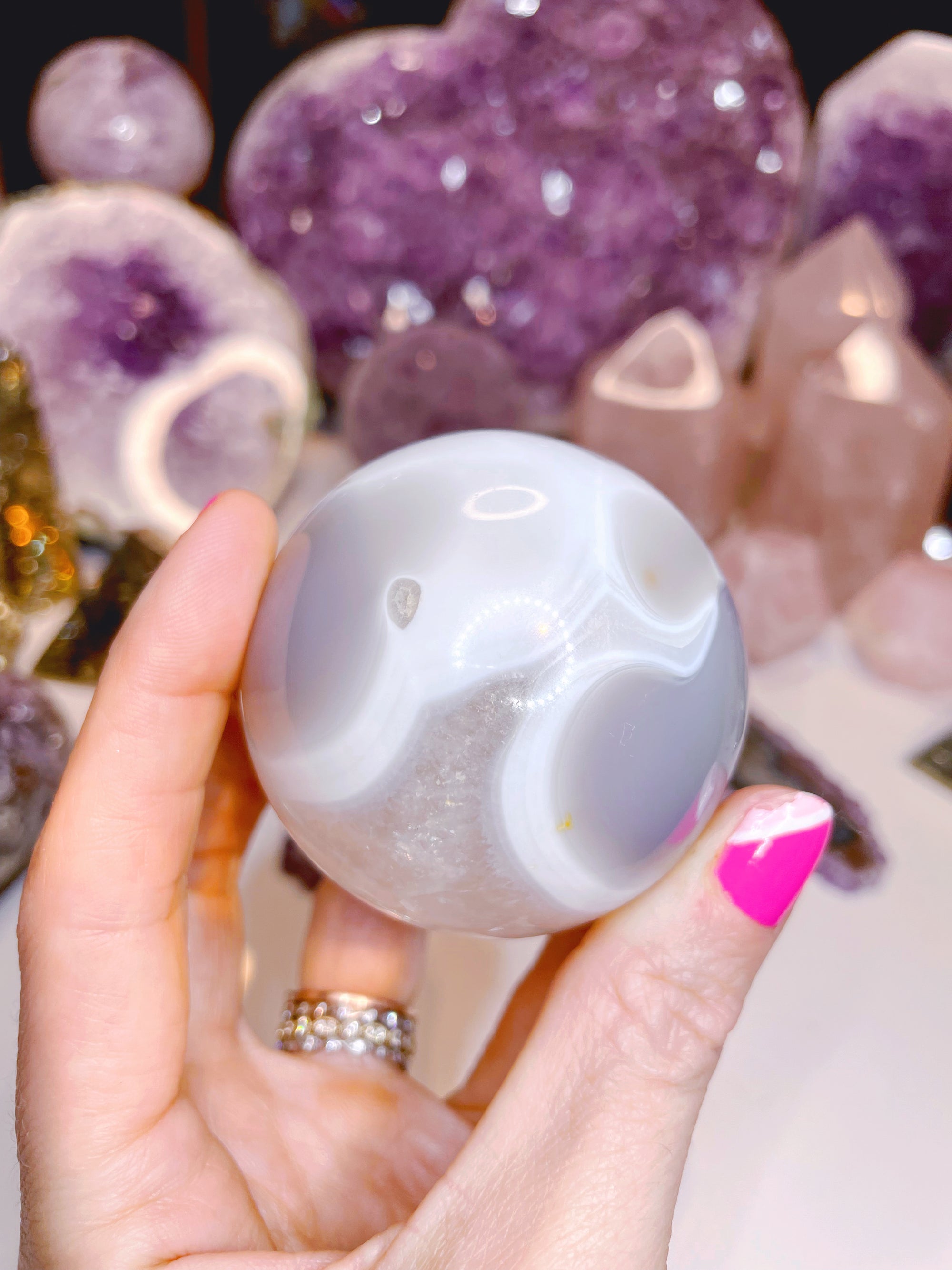 Quartz/Agate Amethyst Sphere