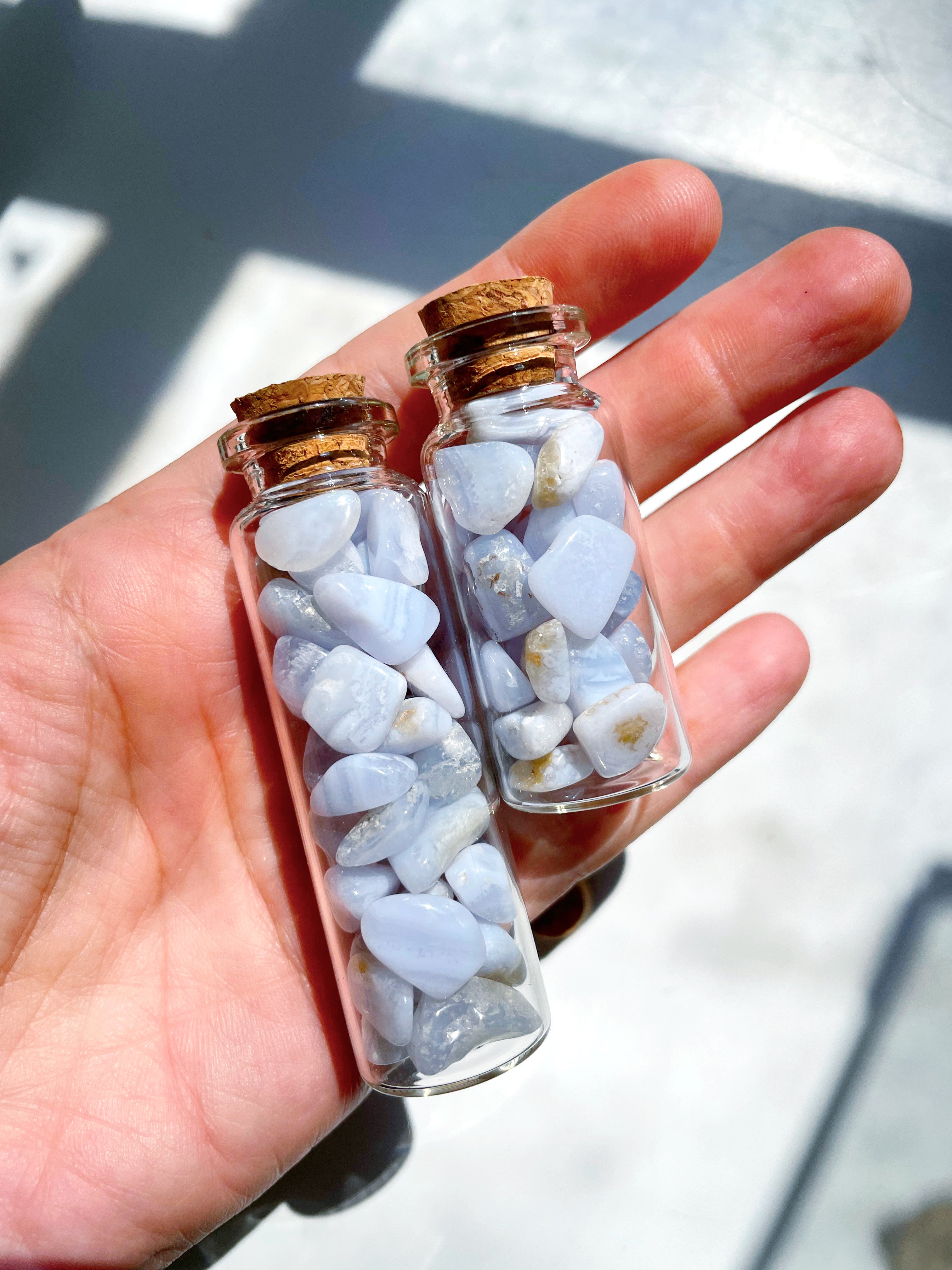 Blue Lace Agate Chip Bottles - Baltic Mermaid