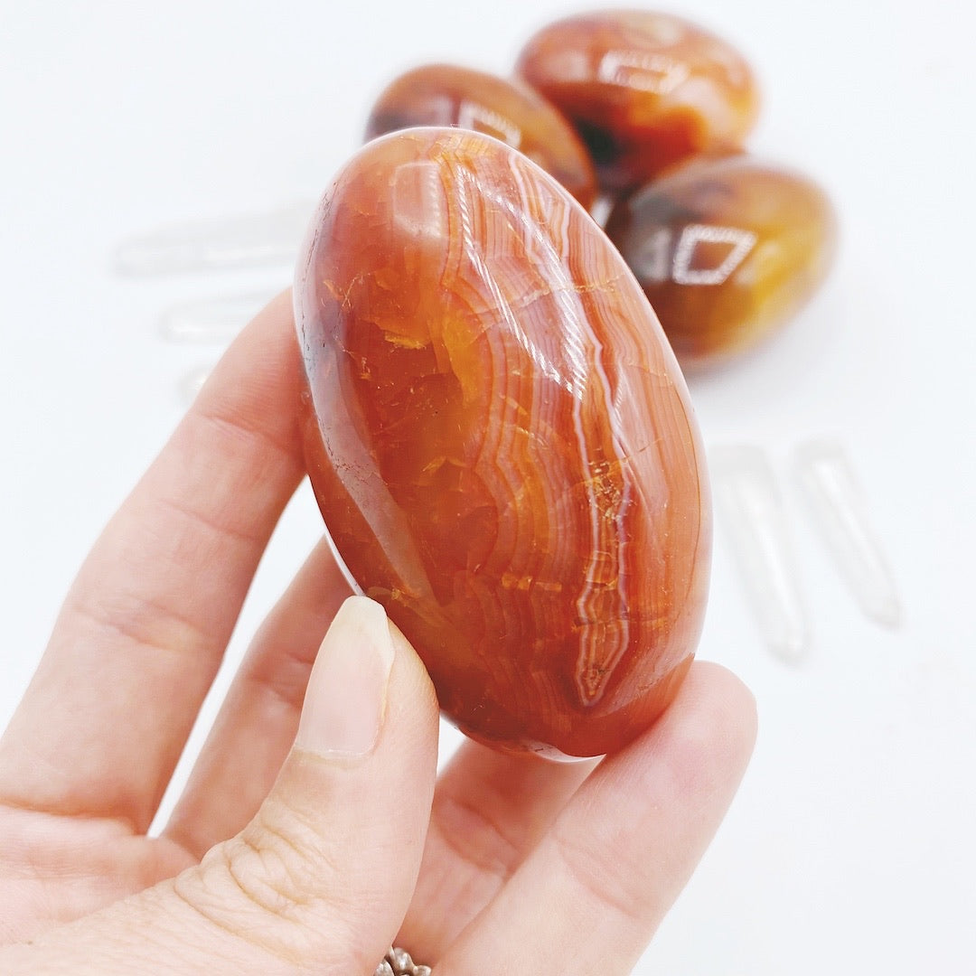 Carnelian Agate Palm Stones