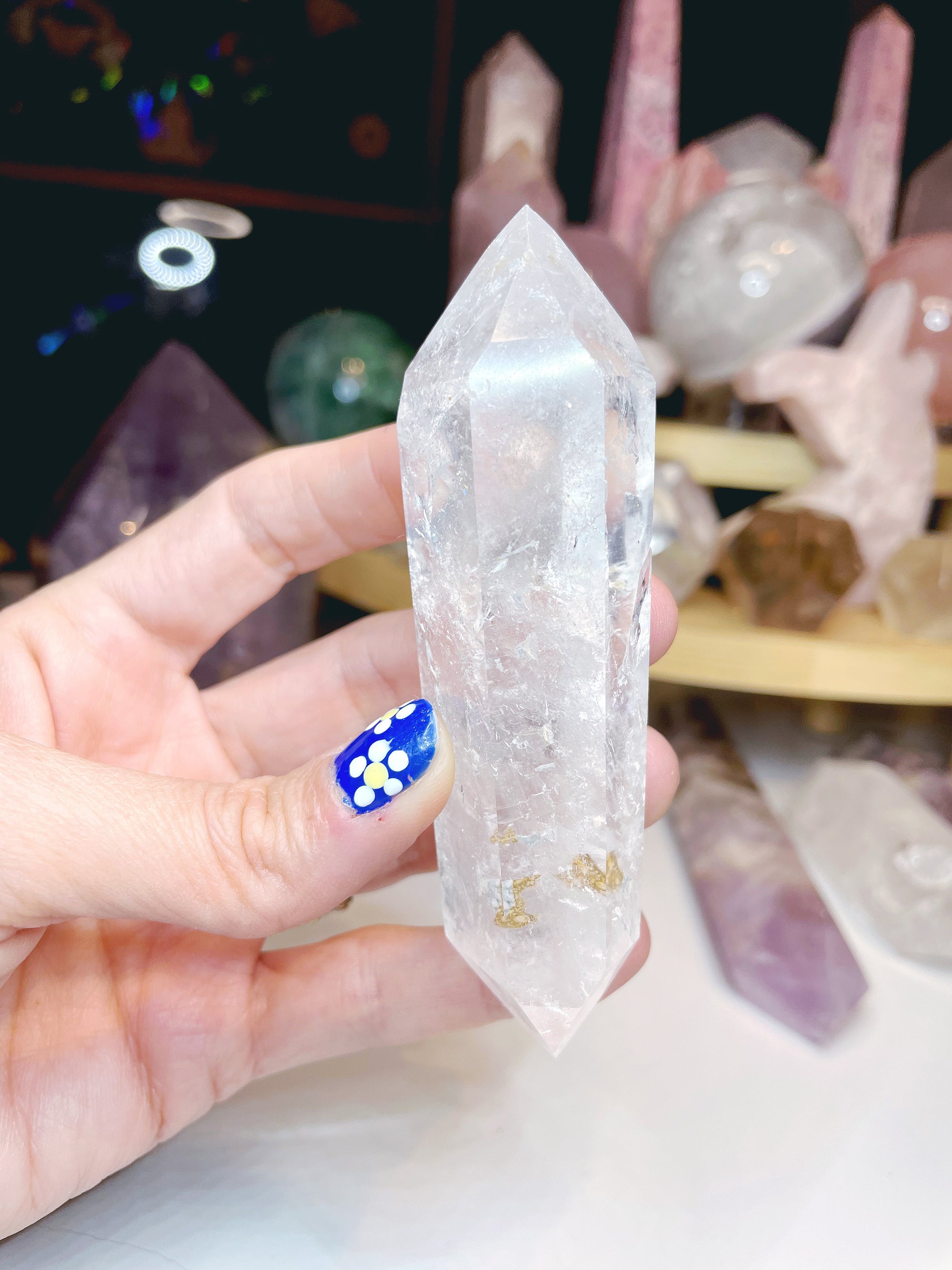 Double Terminated Clear Quartz Point w/ inclusions