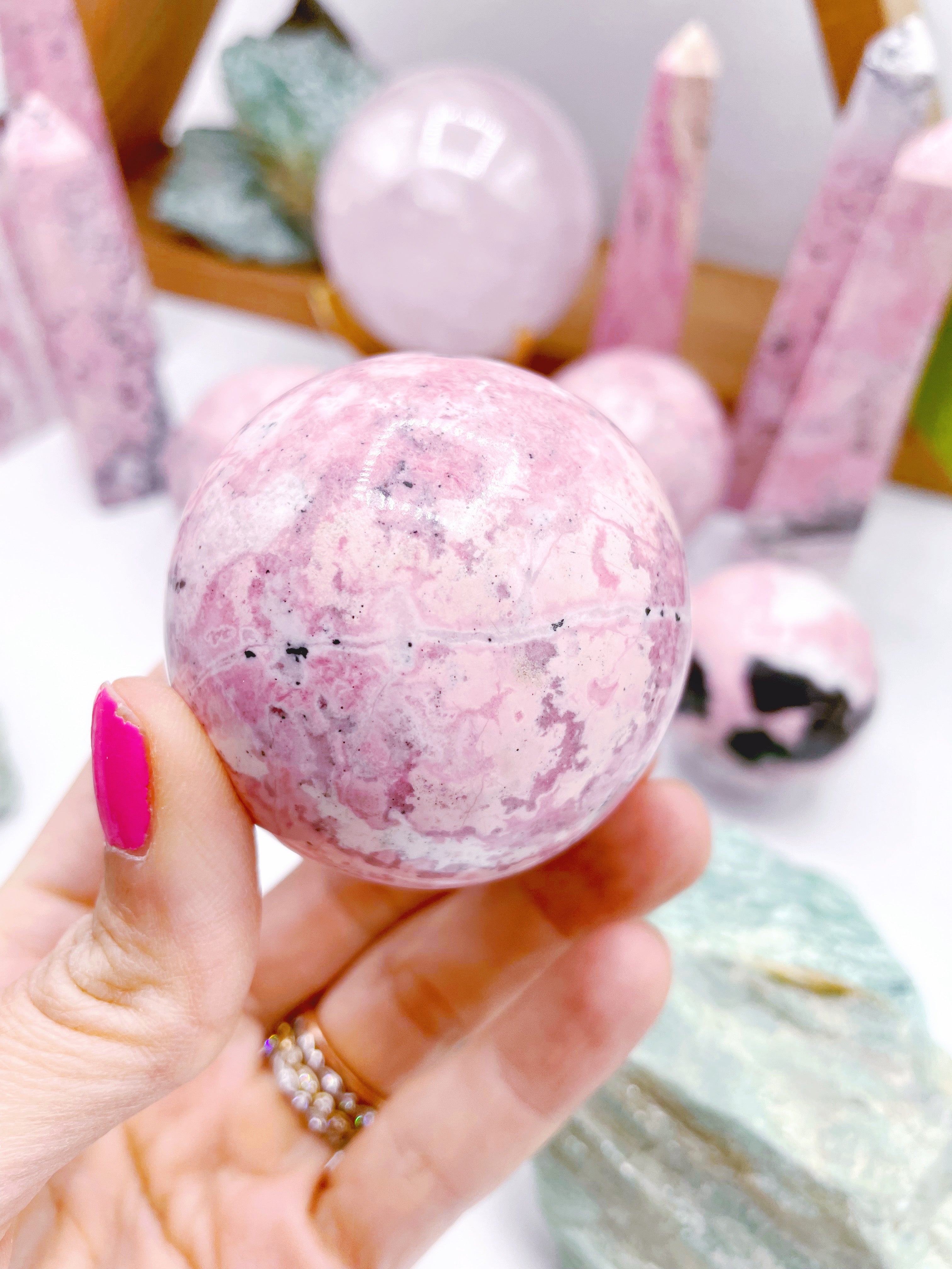 Druzy Rhodonite Sphere - Baltic Mermaid