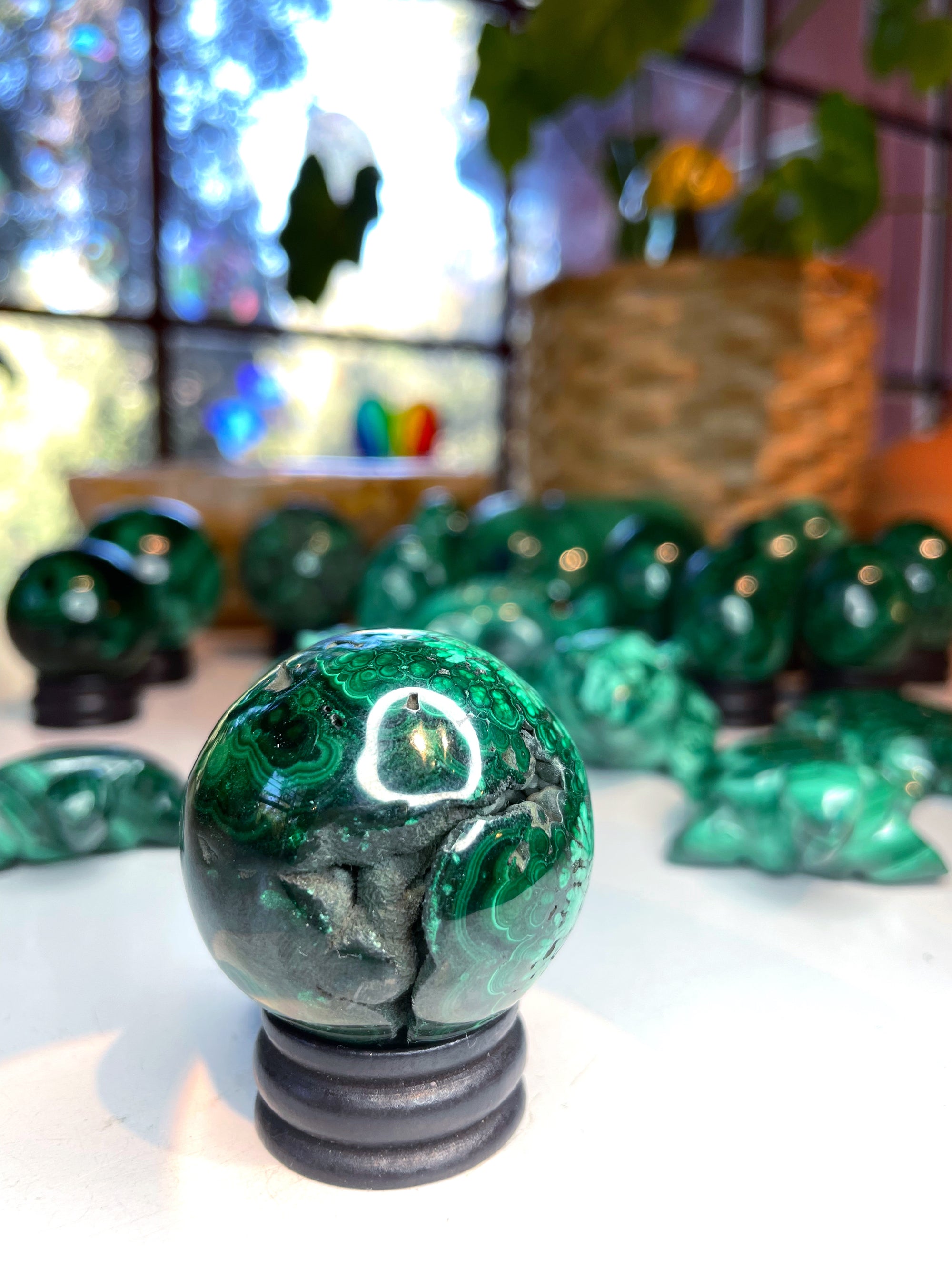 Malachite Carved Sphere