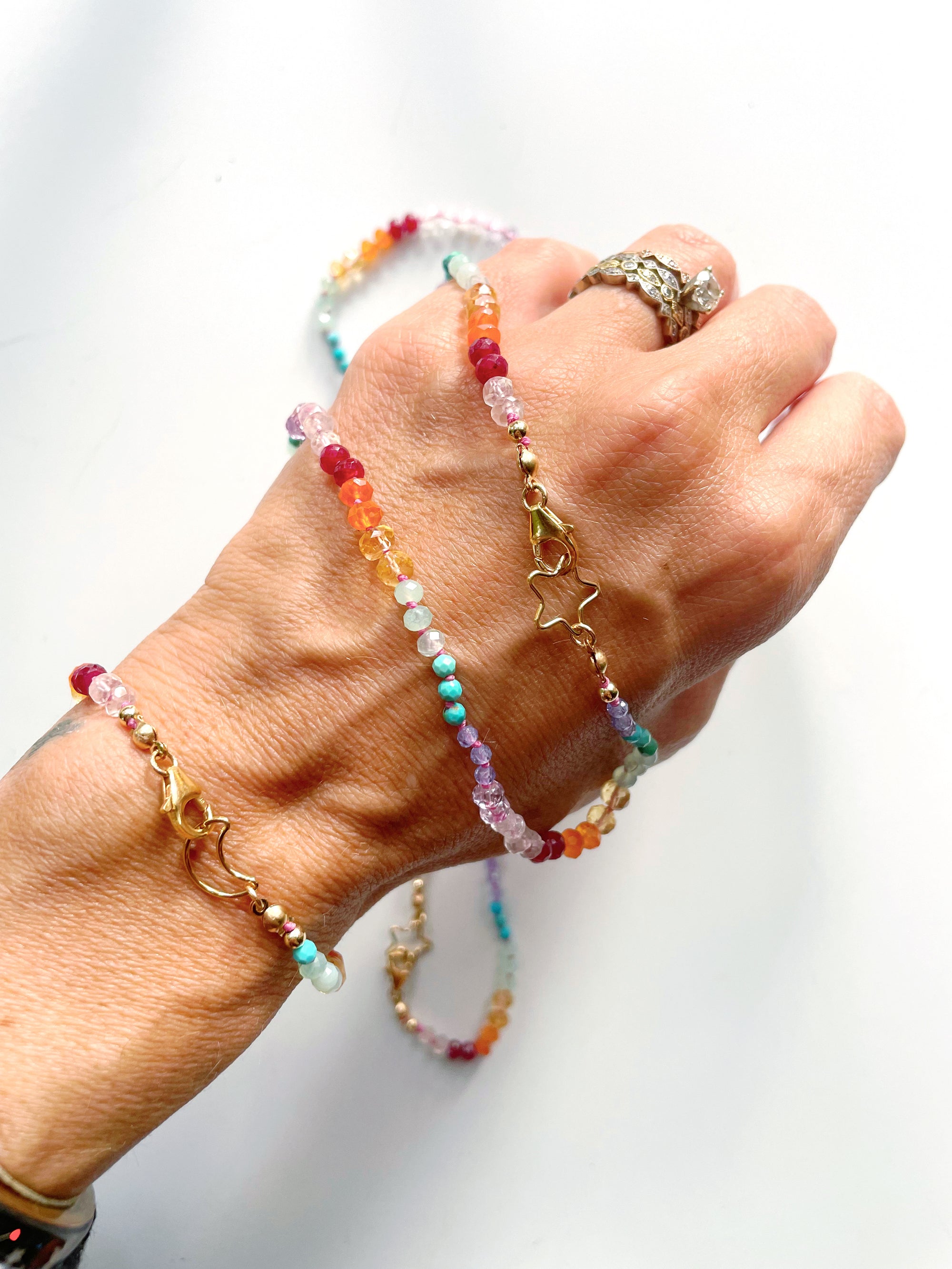 Rainbow Moon Gemstone Candy Bracelet - RTS