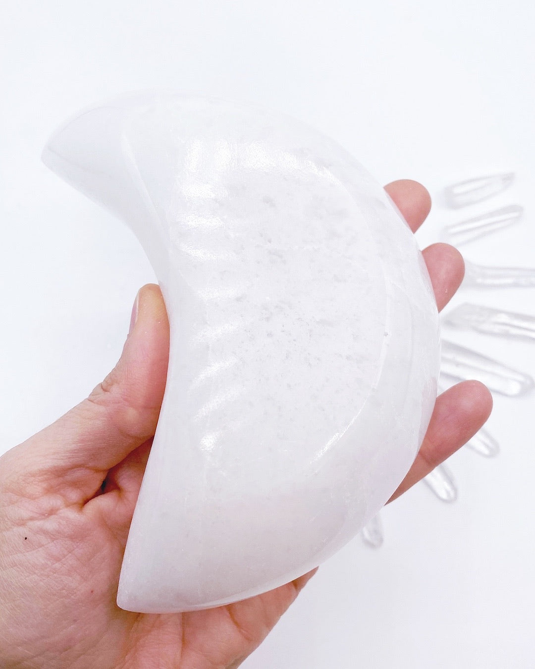 Selenite Crescent Moon Dish- Medium - Baltic Mermaid