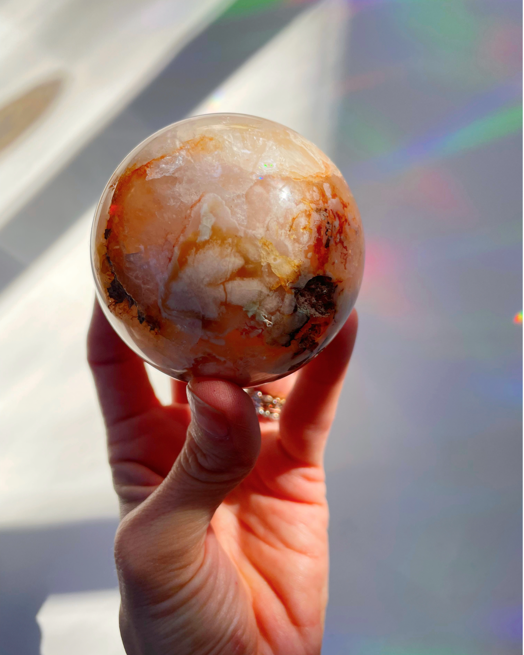 Flower Agate Sphere - Baltic Mermaid