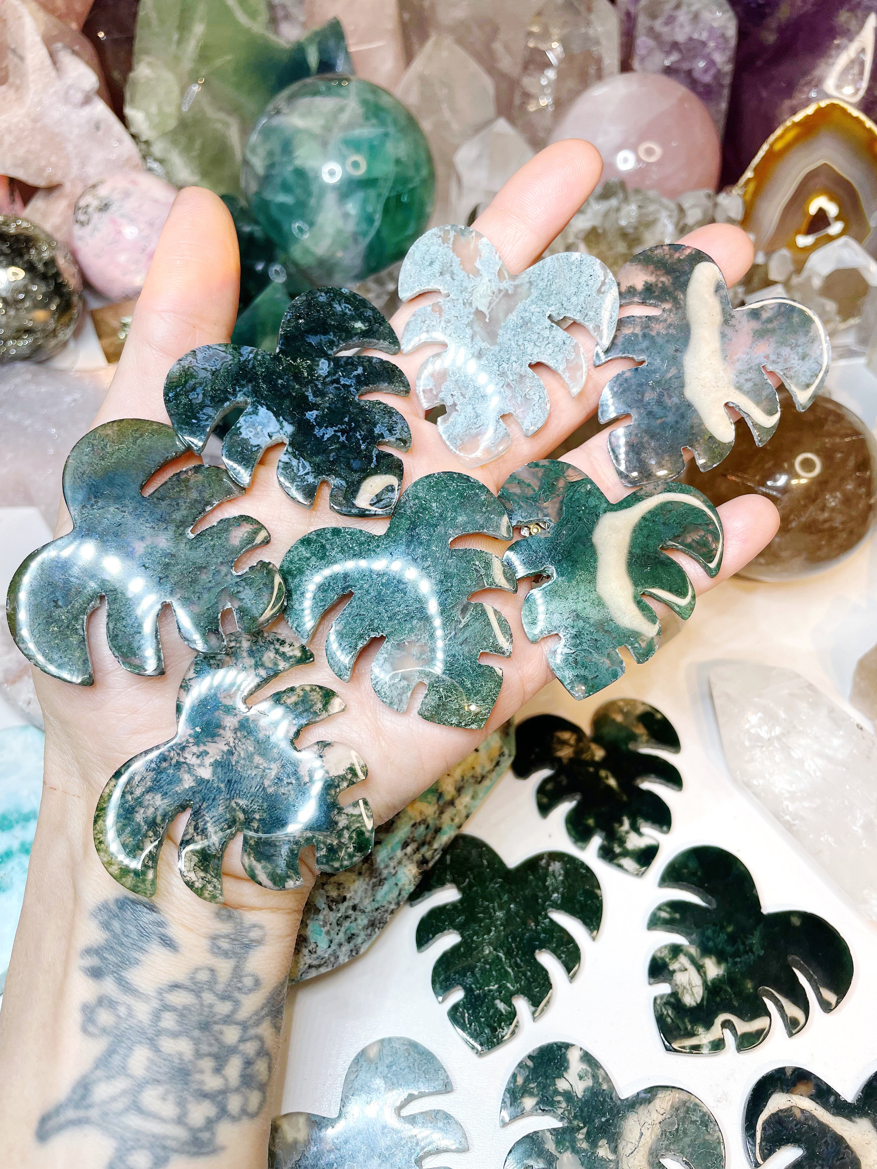 Moss Agate Monstera Leaf - Baltic Mermaid