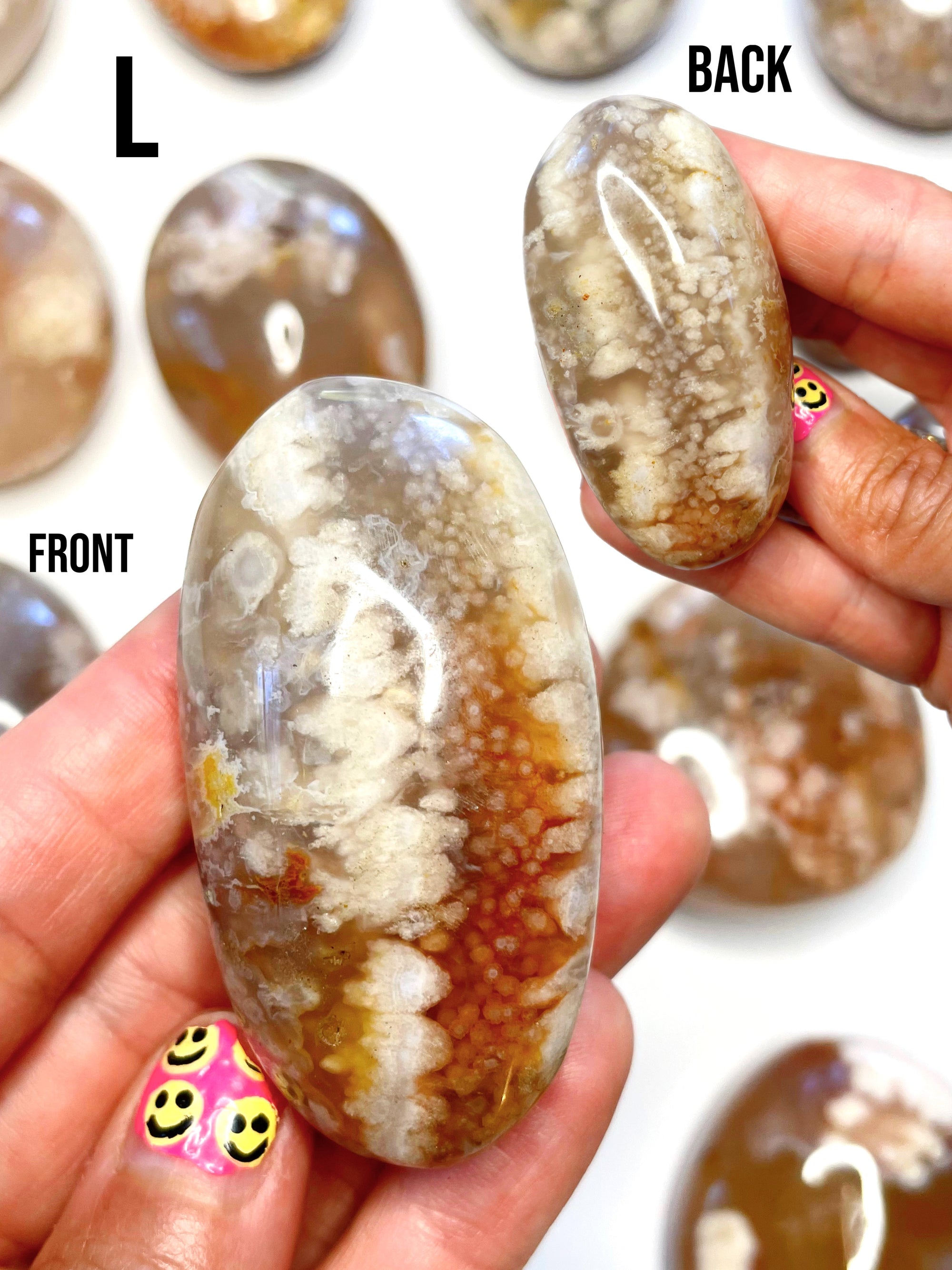 Flower Agate Palm Stones