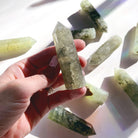 Prehnite with Epidote Lil Tower - Baltic Mermaid