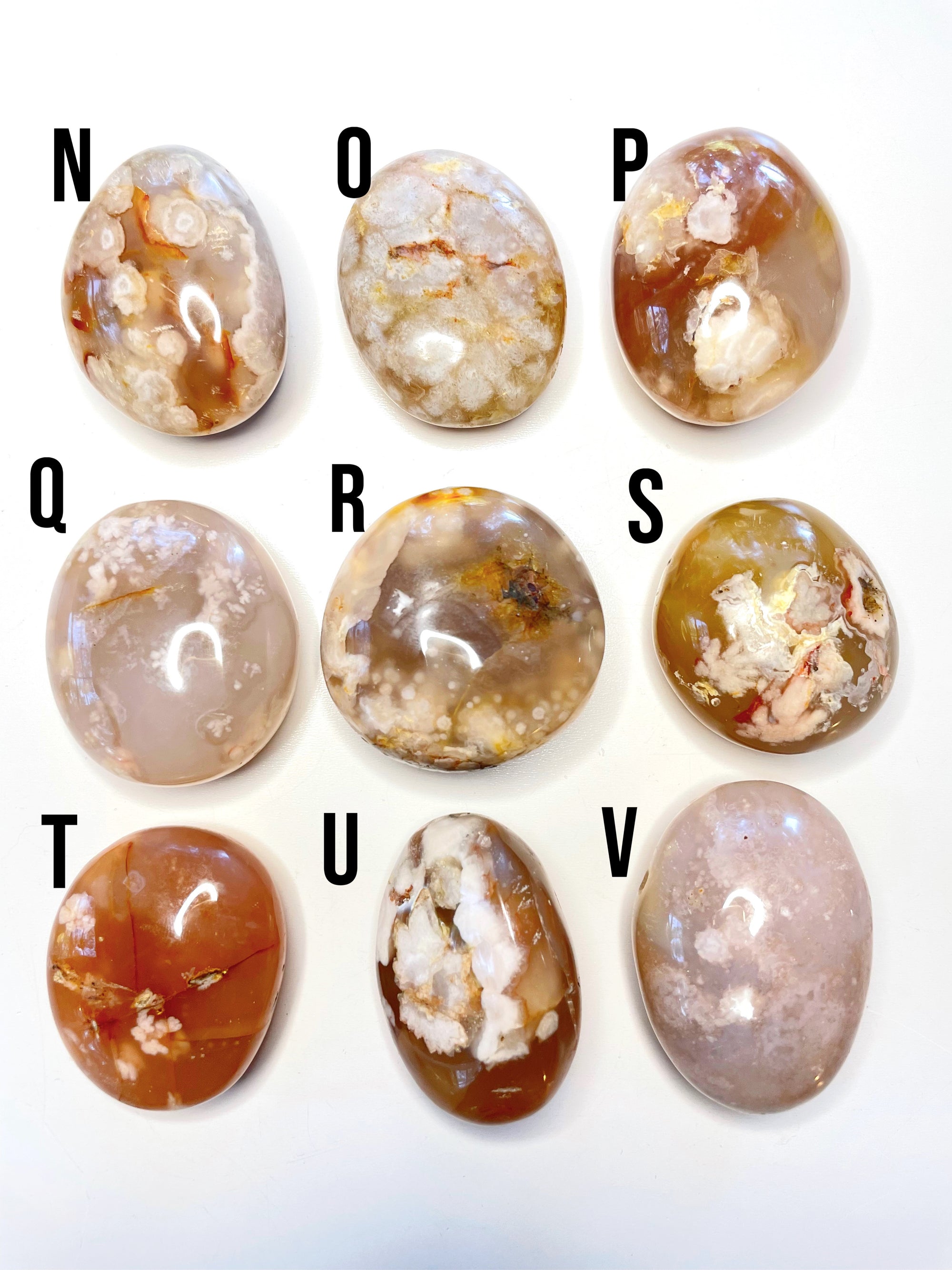 Flower Agate Palm Stones