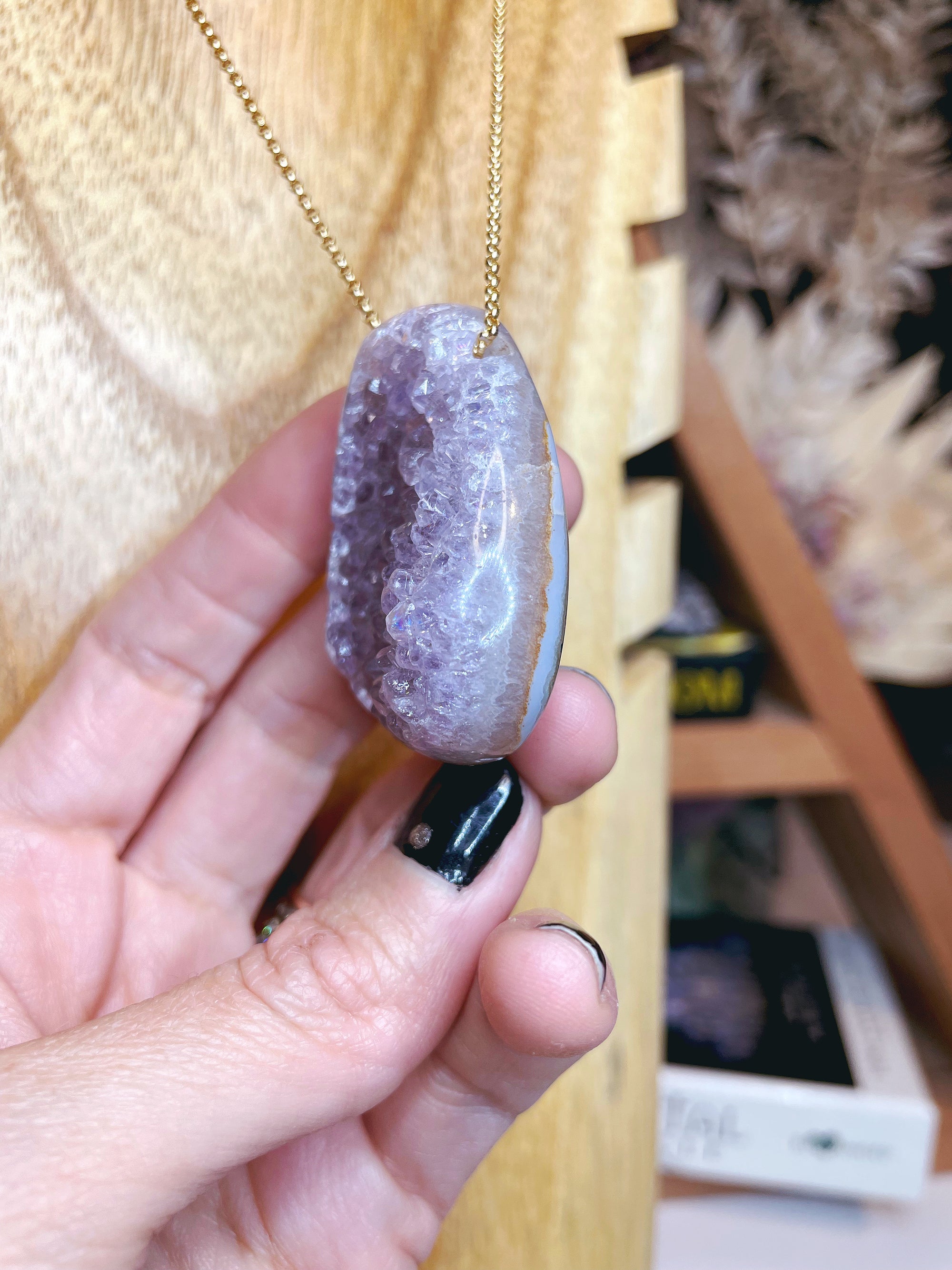 Druzy Agate Pendant 14k Gold Filled Necklace