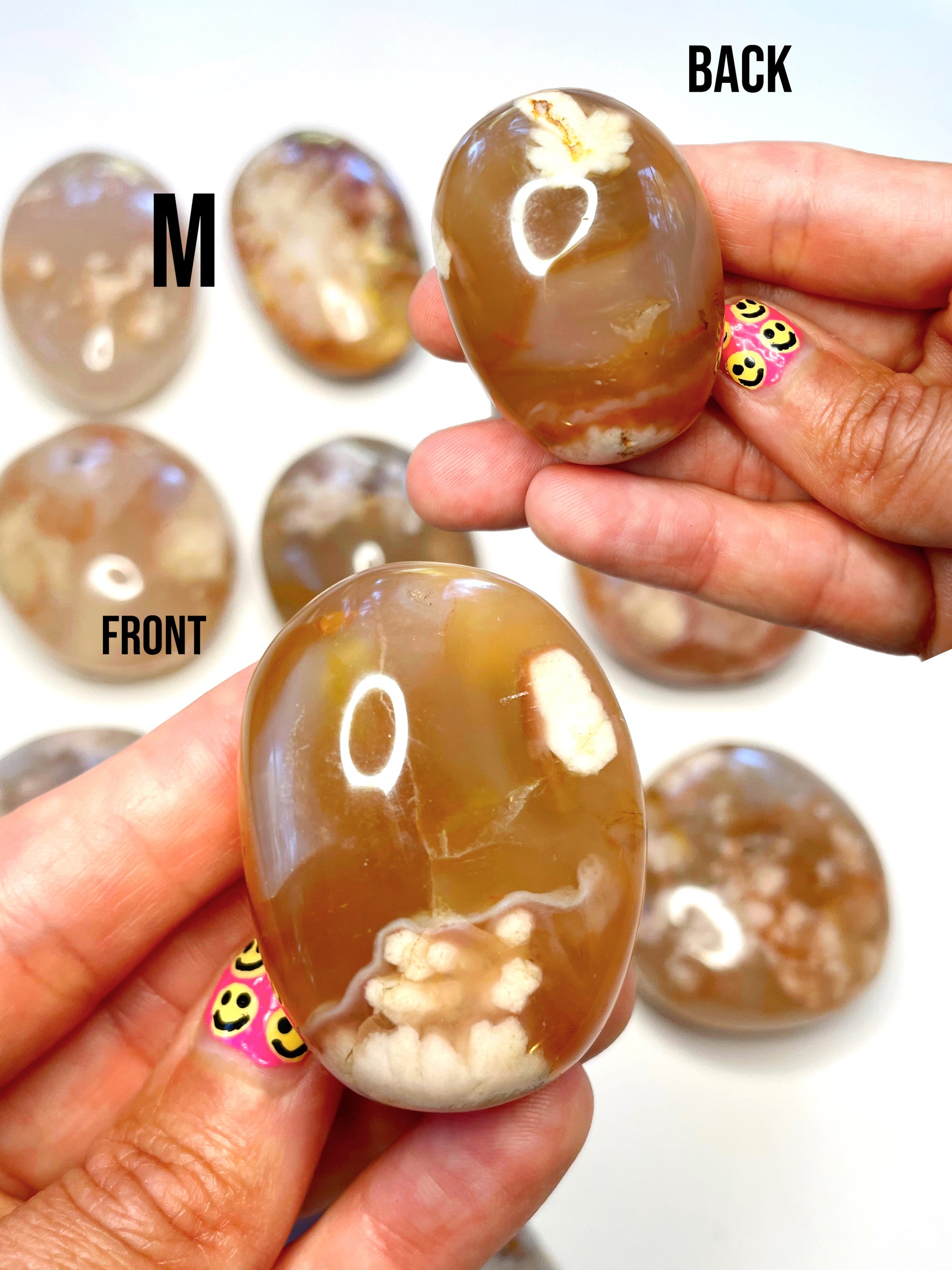 Flower Agate Palm Stones