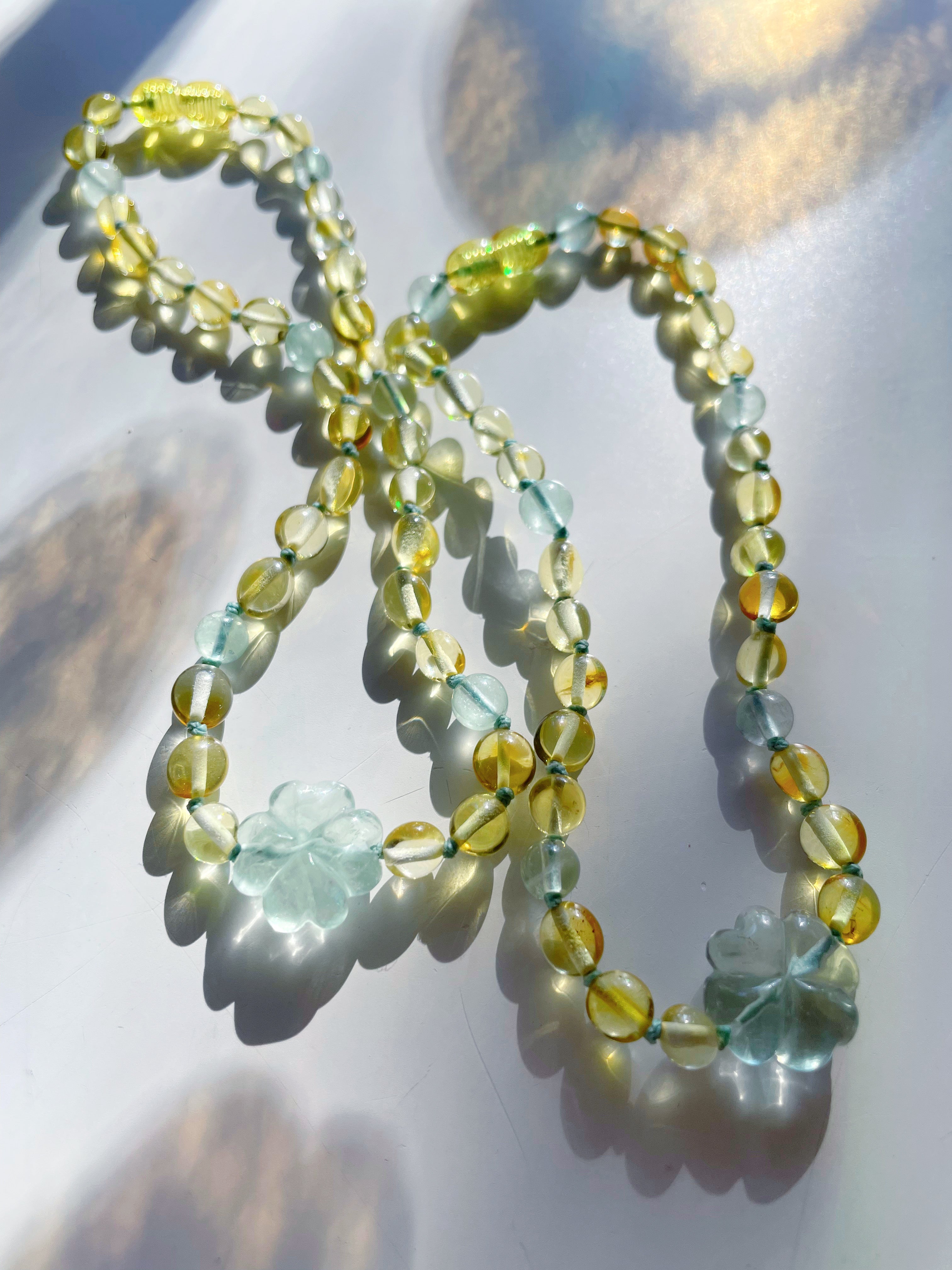 Lucky Clover Amber Necklace - Baltic Mermaid