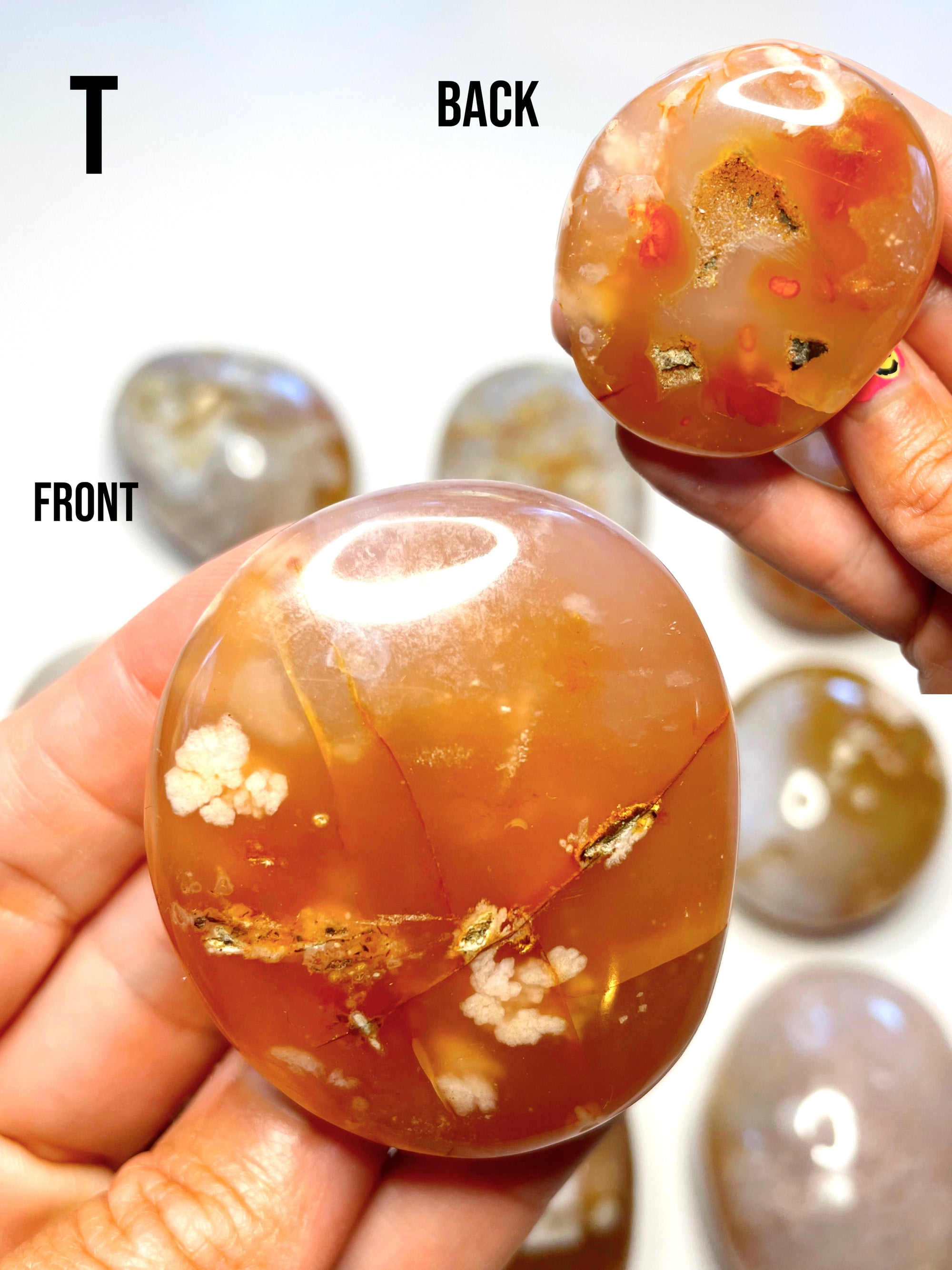 Flower Agate Palm Stones