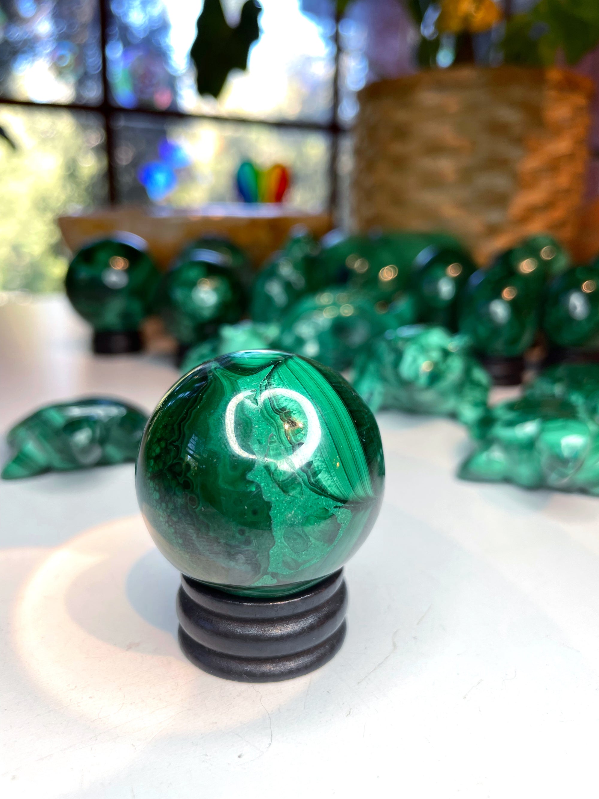 Malachite Carved Sphere