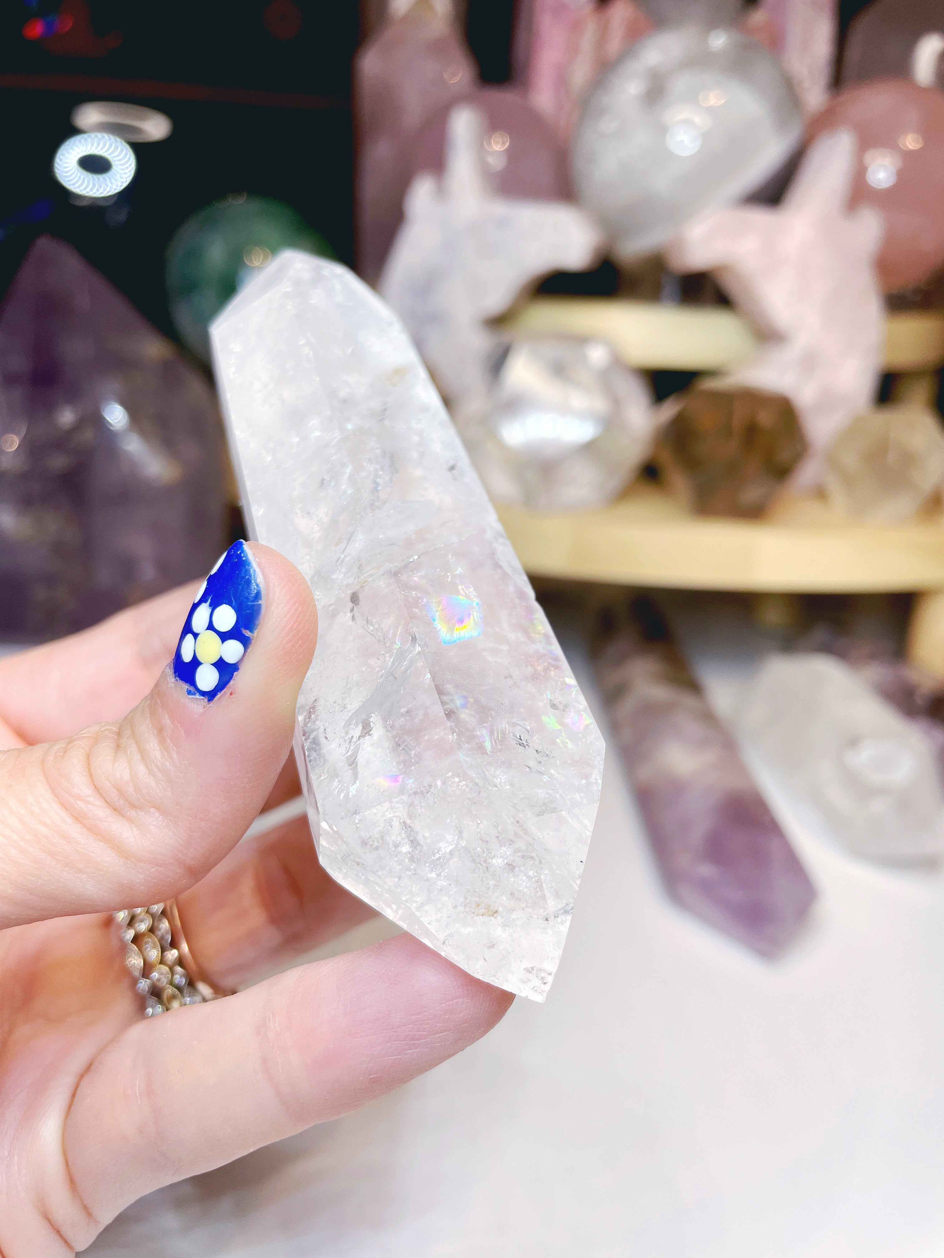 Double Terminated Clear Quartz Point w/ inclusions - Baltic Mermaid