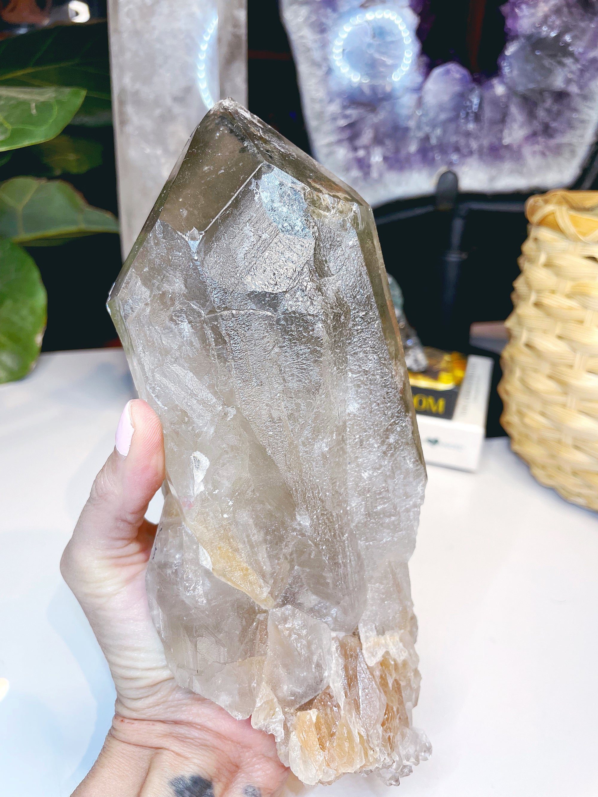 Large Natural Smoky Quartz Point w/ Chlorite Phantoms