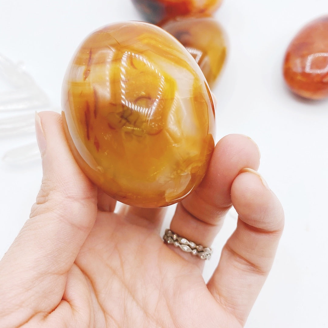 Carnelian Agate Palm Stones