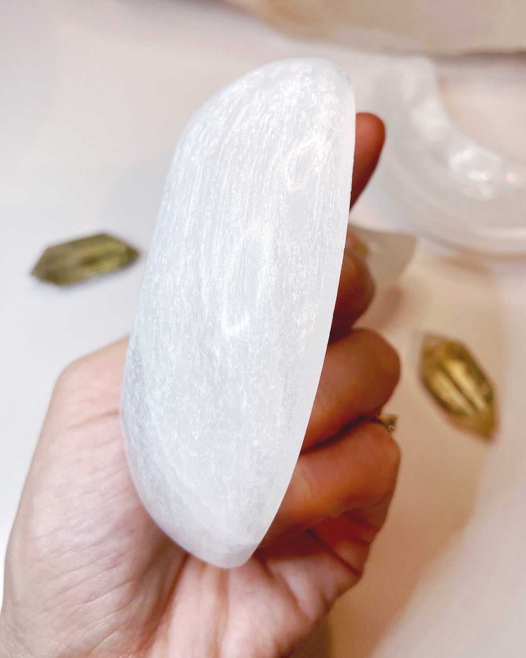 Selenite Crescent Moon Dish - Small - Baltic Mermaid