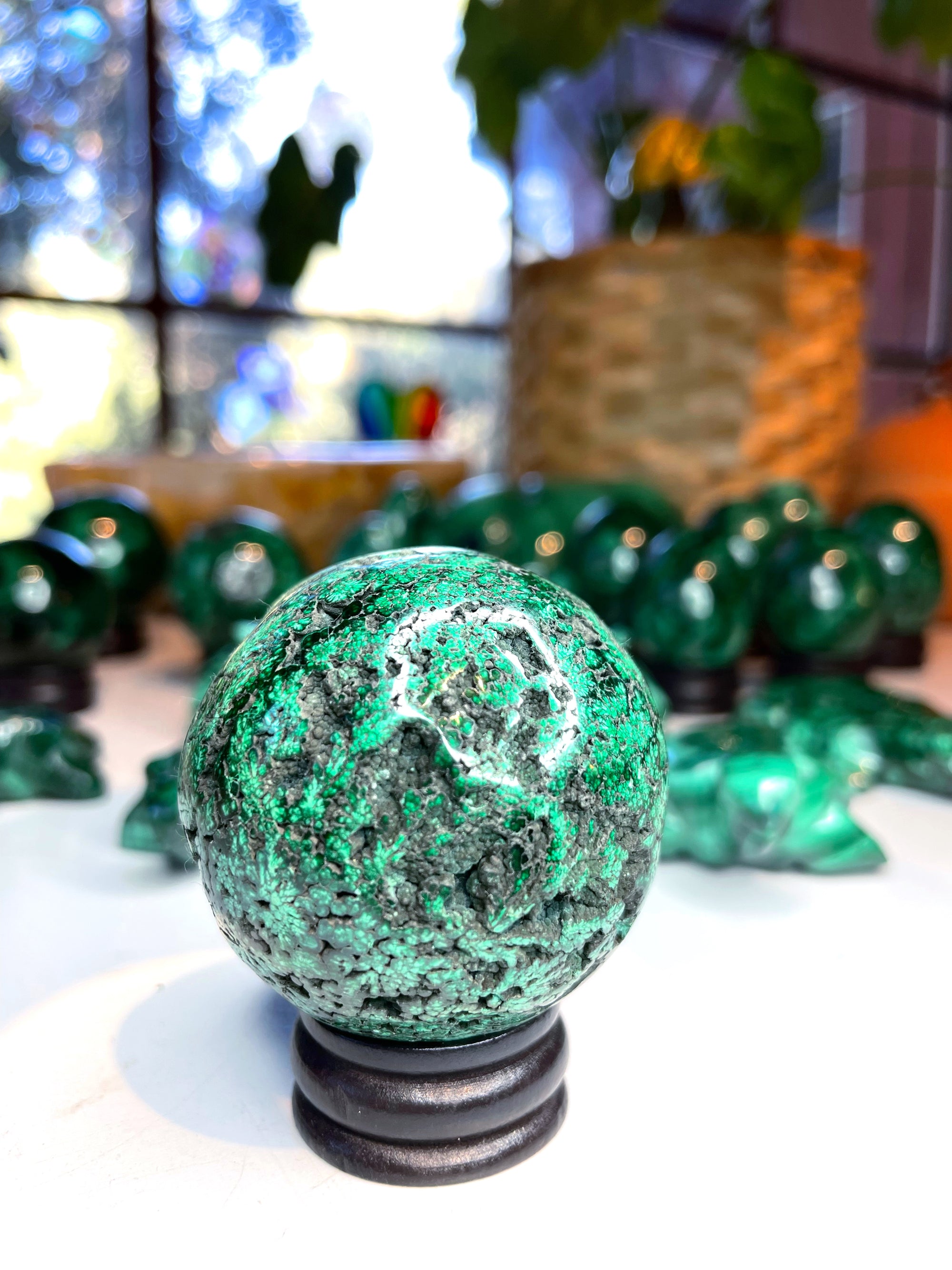 Malachite Carved Sphere