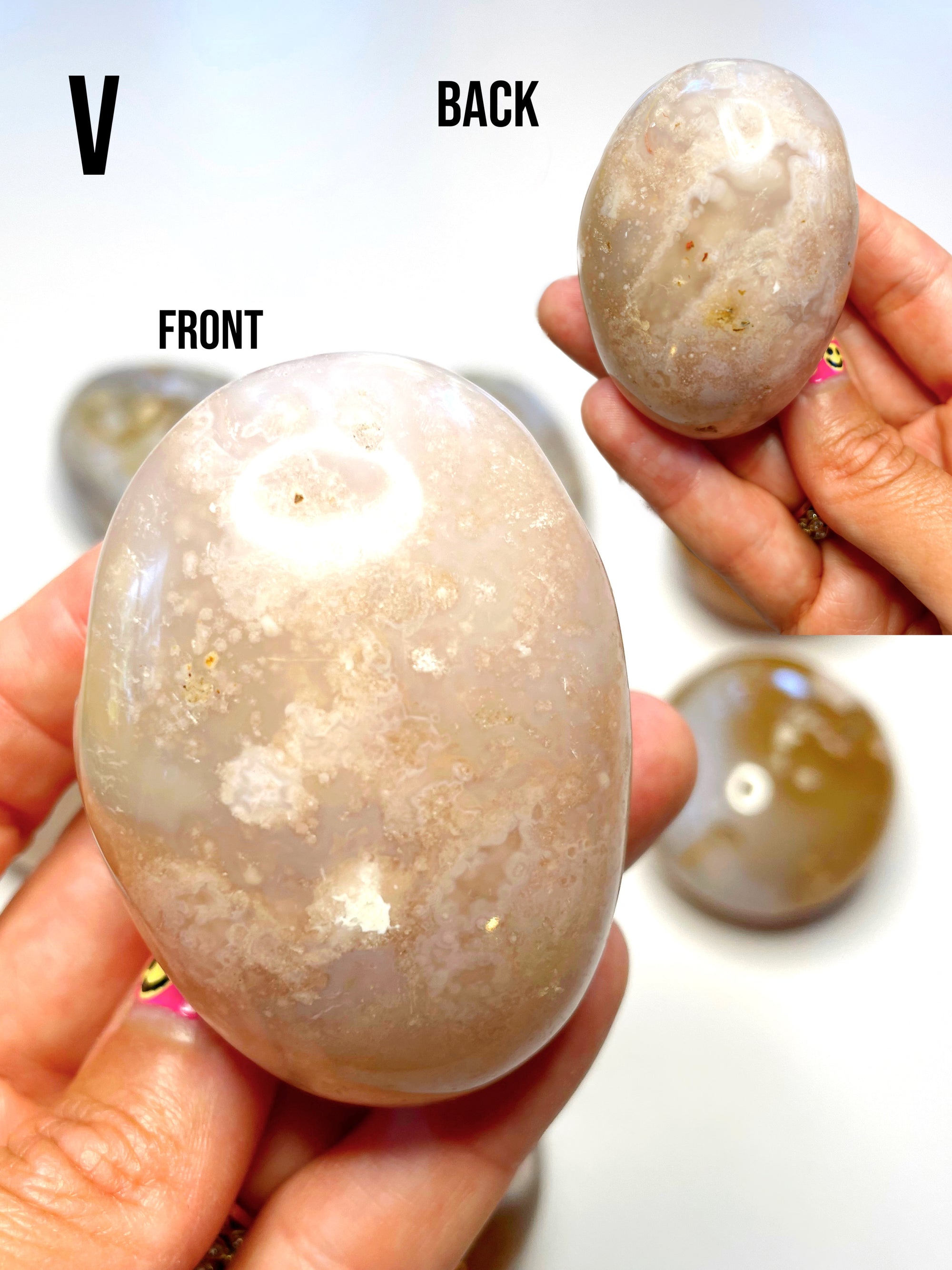 Flower Agate Palm Stones