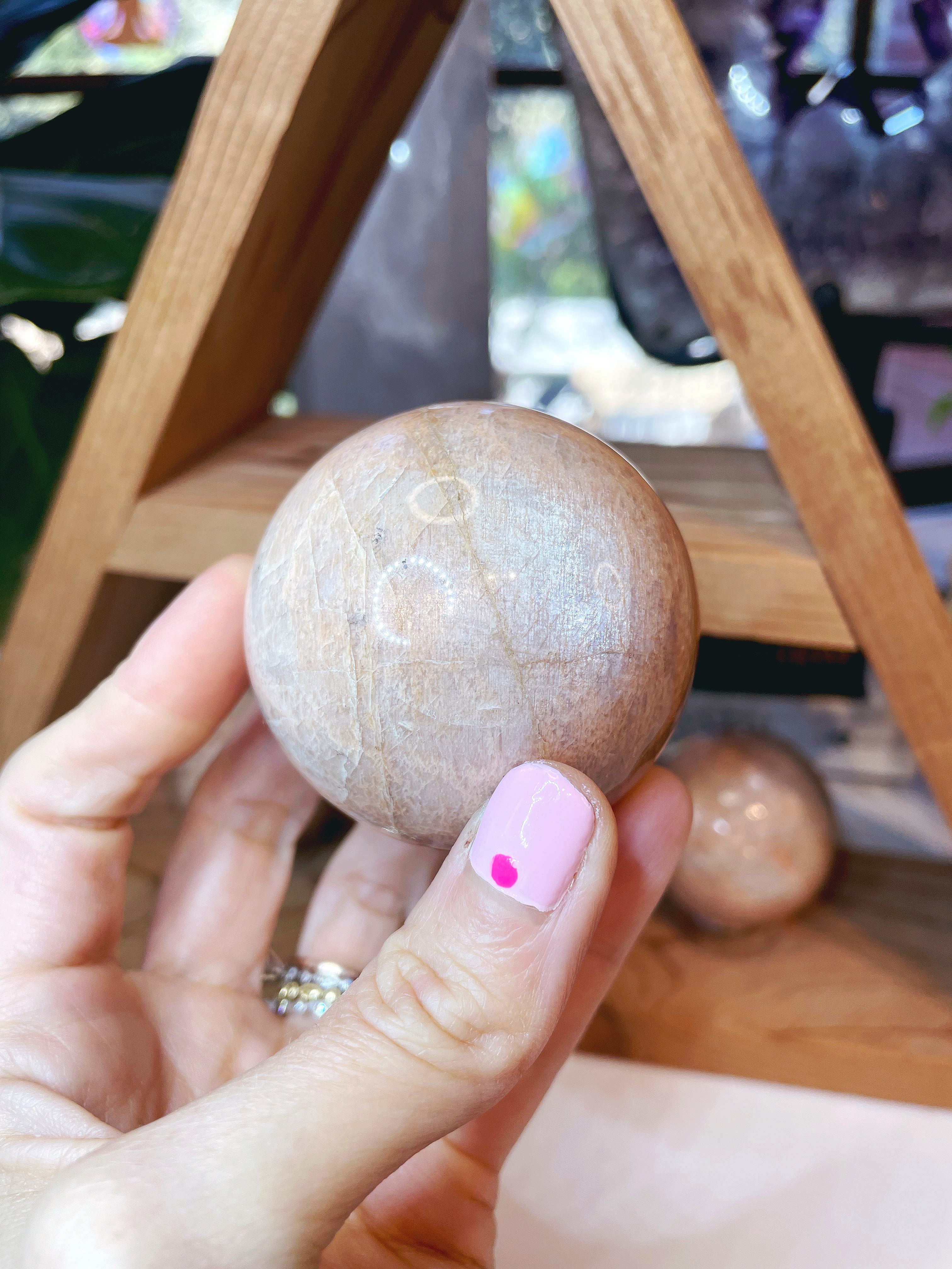 Peach Moonstone Spheres - Baltic Mermaid