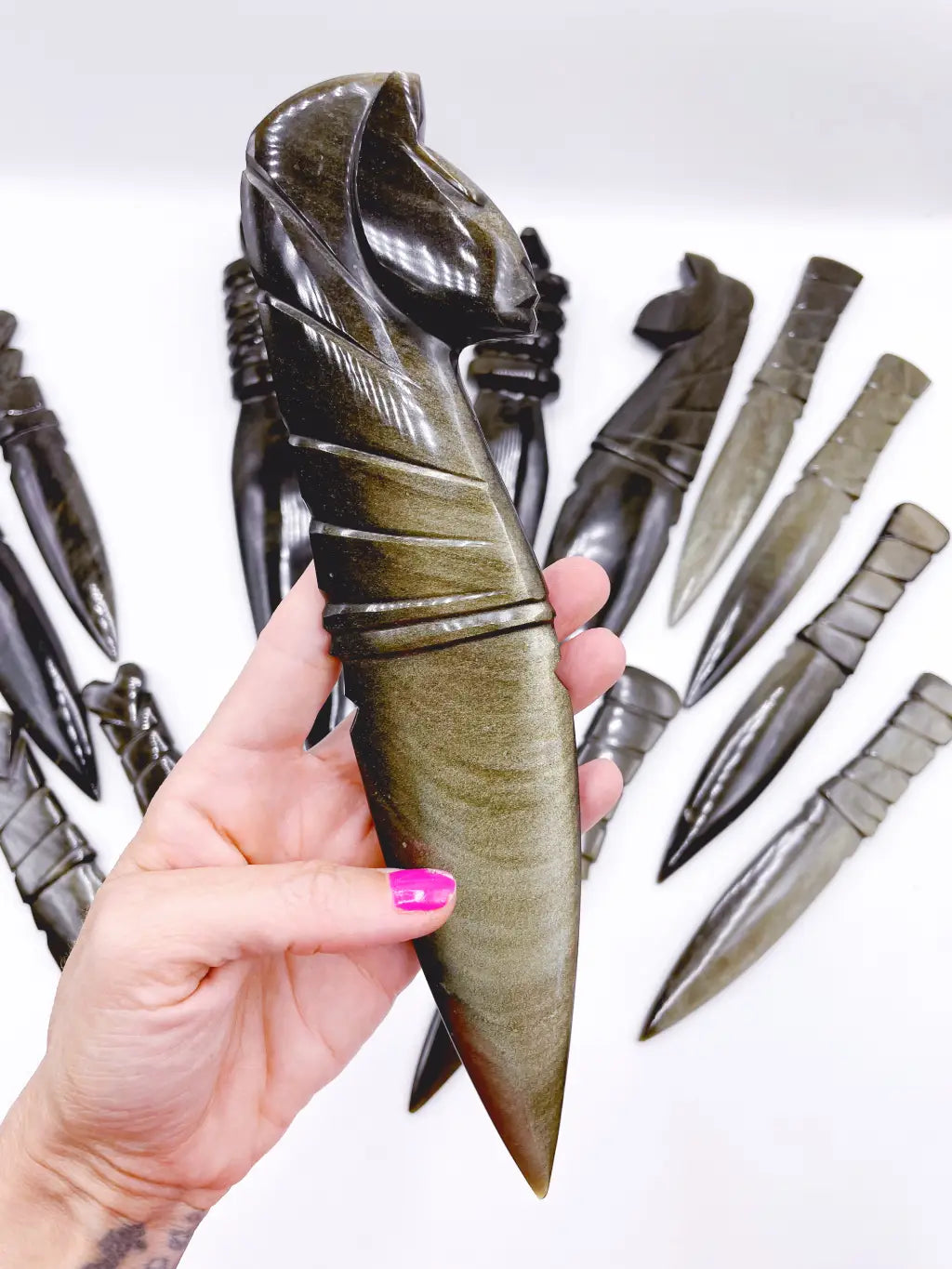 Gold Sheen Obsidian Sphinx Dagger - Baltic Mermaid